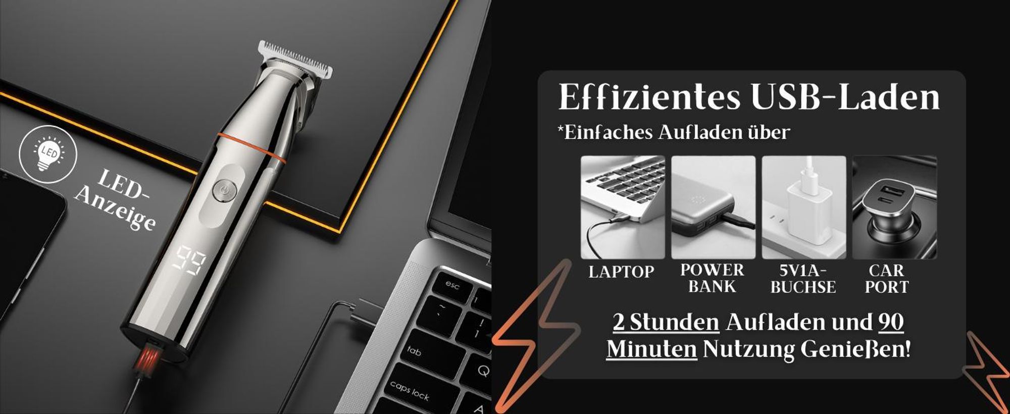 Elektrisch rasierer, Barttrimmer, 5-in-1 Elektrorasierer, Nasenhaartrimmer, Körperhaartrimmer, Haarschneider, Bartschneider, für Nase, Ohren & Körper