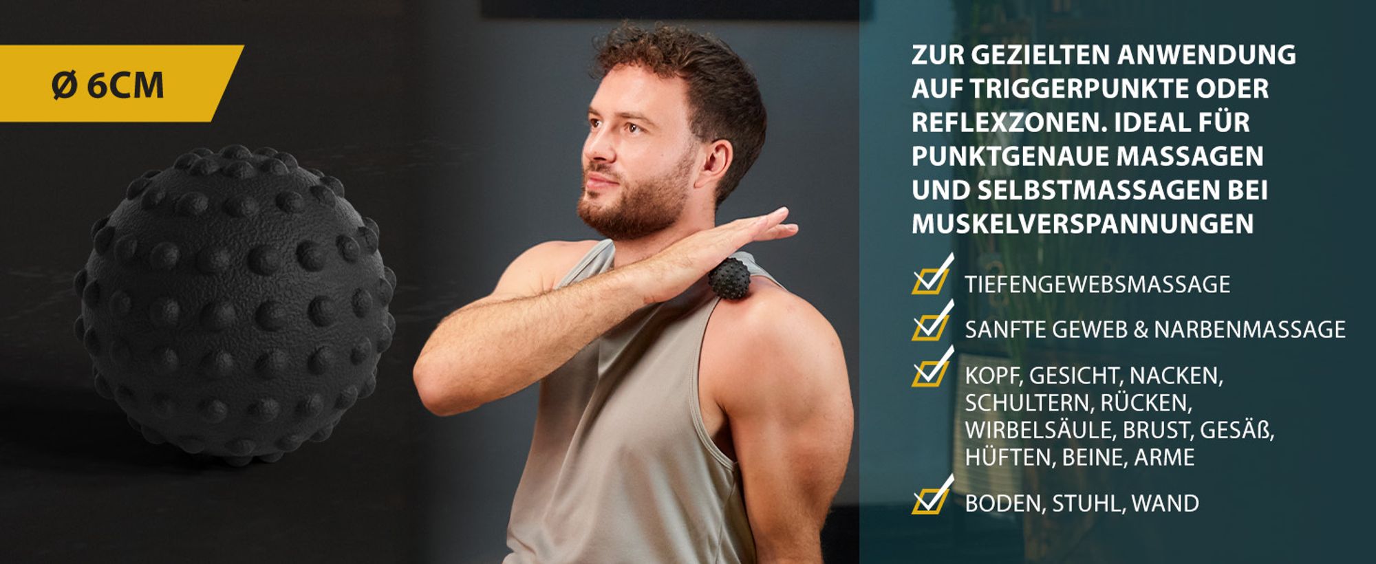 TREX SPORT Massageball Set 5 Stück TX-005MSC | Duoball, Faszienball, Triggerpunktball, Noppenball, Igelball | ø 5,5–9 cm, hart & weich | Selbstmassage