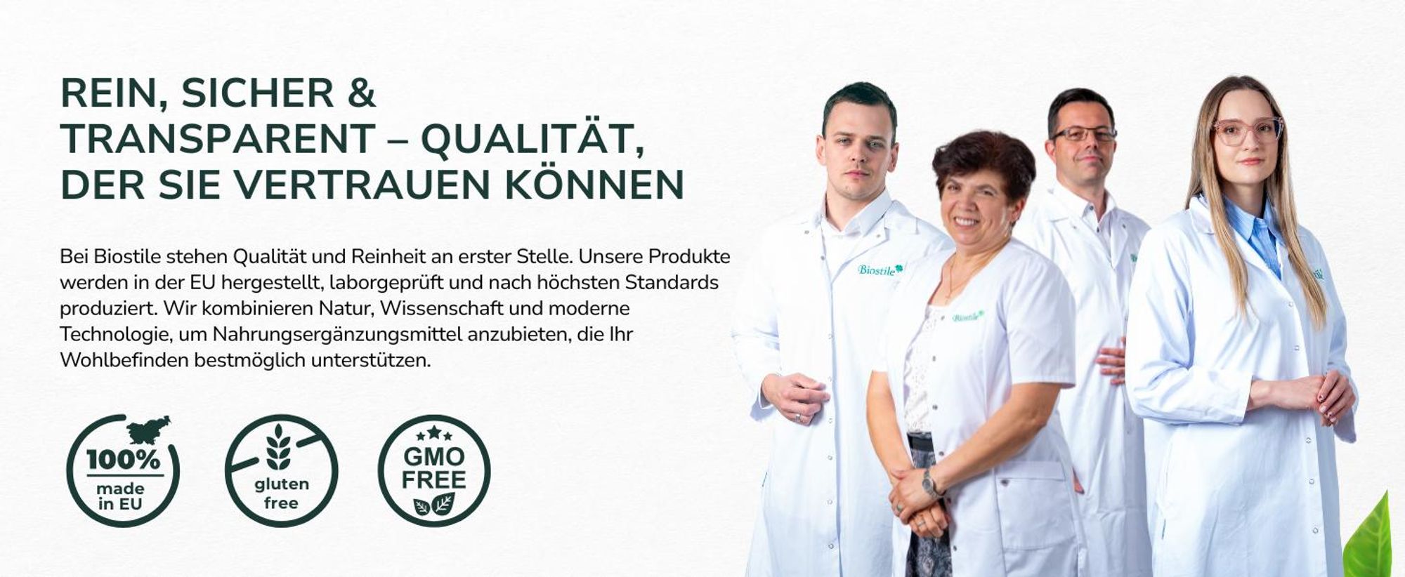 Mitarbeitende von Biostile mit Informationen zur Herstellung des Produkts in Deutschland