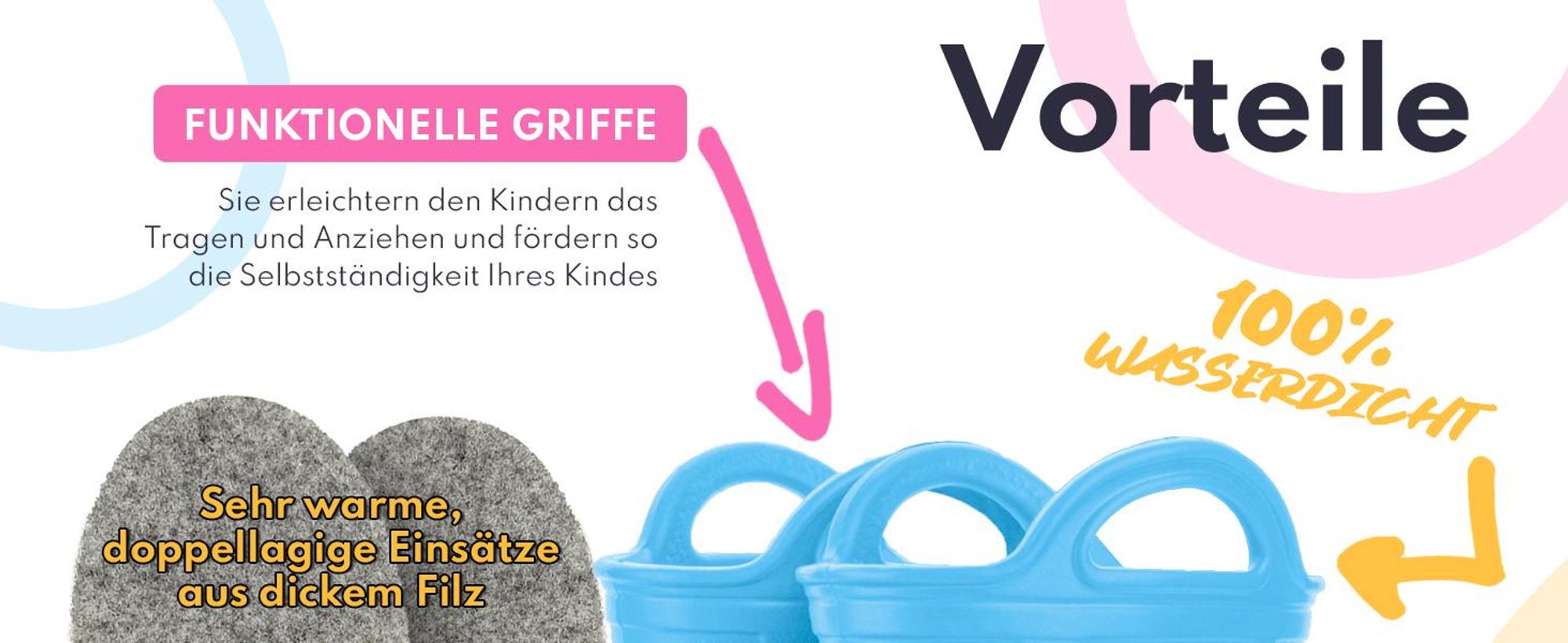 3Kamido GoSplash Kindergummistiefel, sehr leicht und bequem, wasserdicht, mit Griff zum einfachen Anziehen und rutschfester Sohle - Gelb 25/26