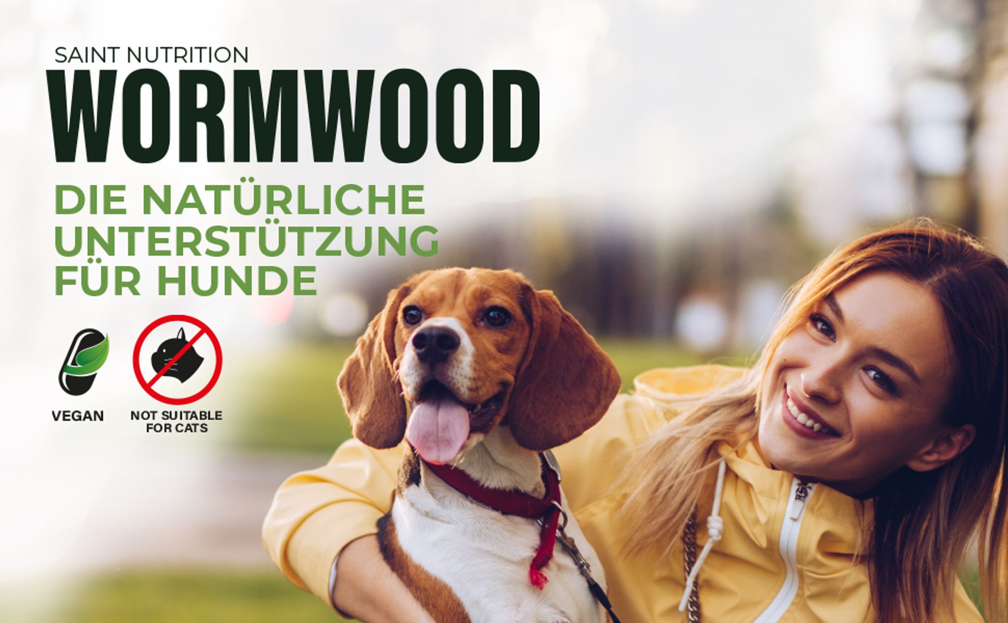 Saint Nutrition® WORMWOOD – Wurmmittеl für Hunde – Wurmkur Hund – Wermut – natürliche Εntwurmung – ohne künstliche Zusätze - nur für Hunde
