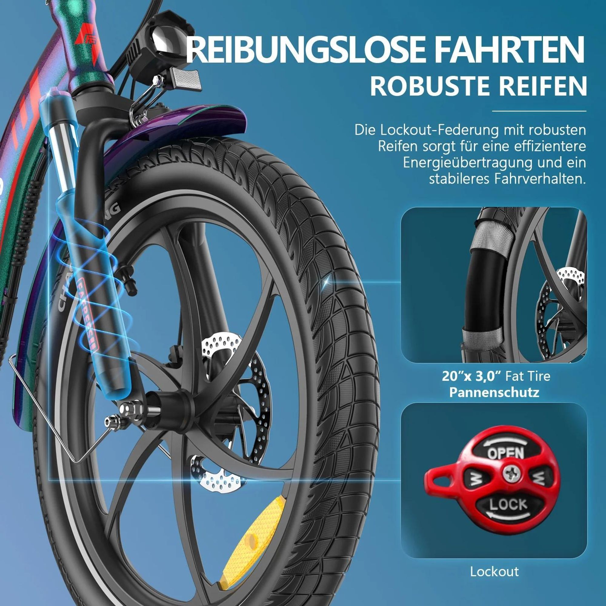 E-Bike FAFREES F20+ Pro - Motor 250W Batterie 36V25Ah 20 Zoll Reifen Mechanische Scheibenbremsen - Aurorablau