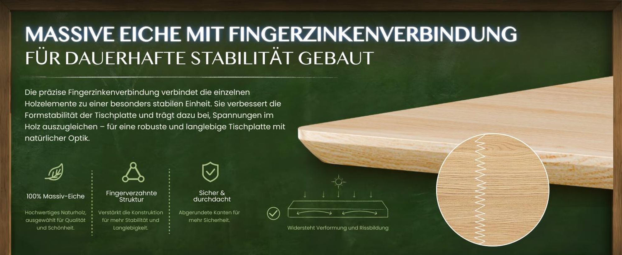 FLEXISPOT Eiche-Massivholz-Tischplatte 140x80 cm, 18 mm einteilige Tischplatte, mit SwissEdge & vorgebohrten Löchern, keilgezinkt & wasserfest