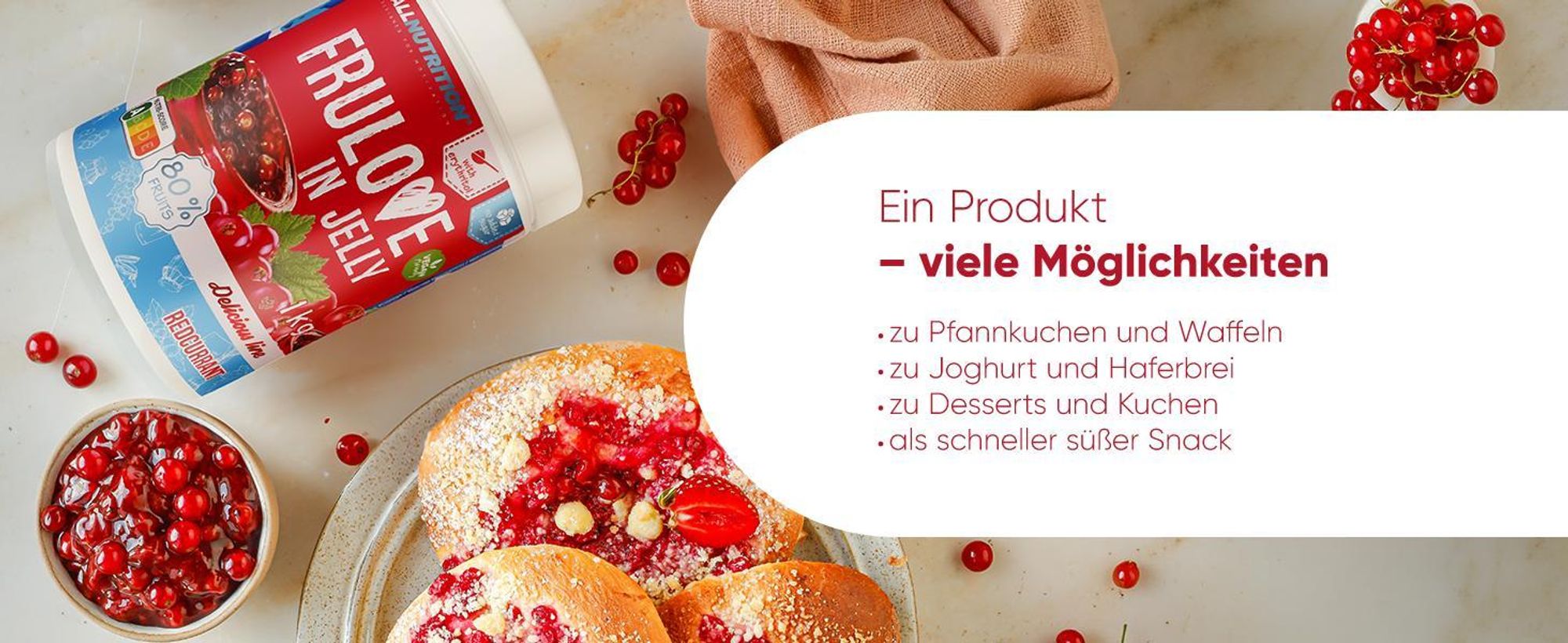 ALLNUTRITION FRULOVE In Jelly Redcurrant 1000g Marmelade Früchte rote Johannisbeere