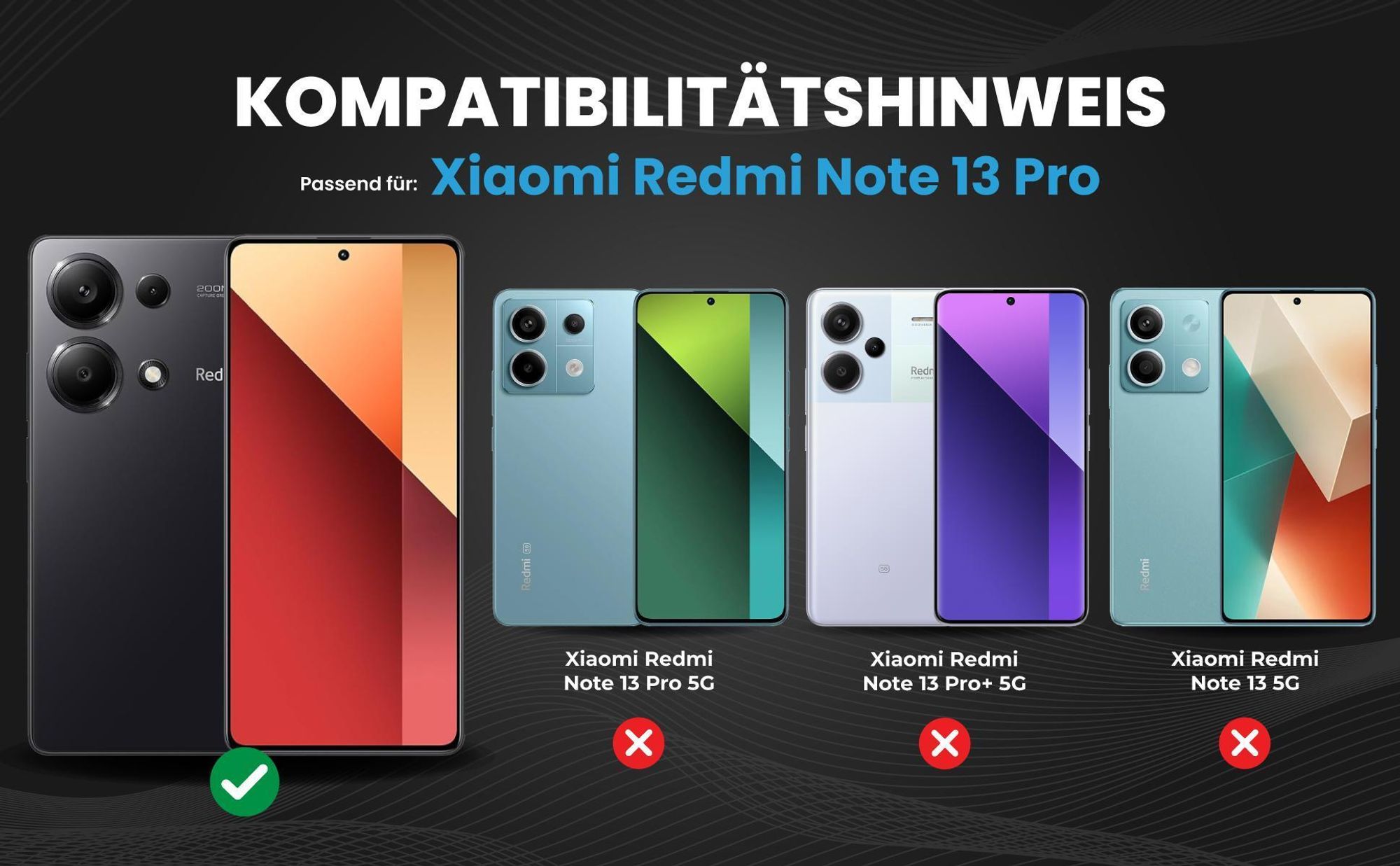 Kompatibilitätshinweise Hülle für Xiaomi Redmi Note 13 Pro