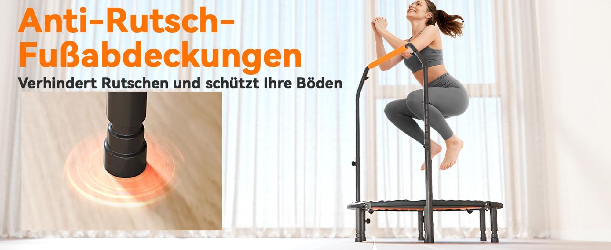 HOMCOM 102 cm Faltbarer Fitness-Rebounder, Fitness-Trampolin mit Haltegriff