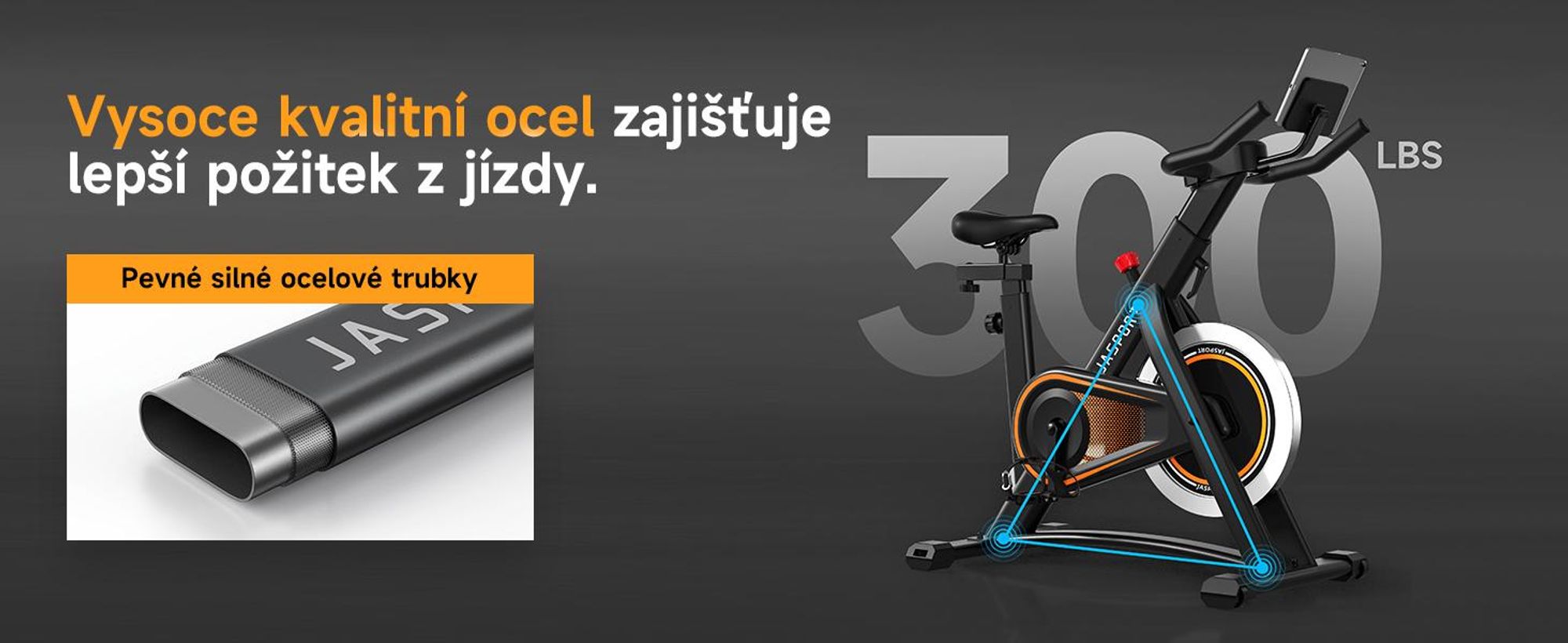 JASPORT A3 ergometer - tichý vnútorný bicykel na vytrvalostný tréning s držiakom na tablet a pohodlným sedadlom, ideálny na tréning v domácnosti