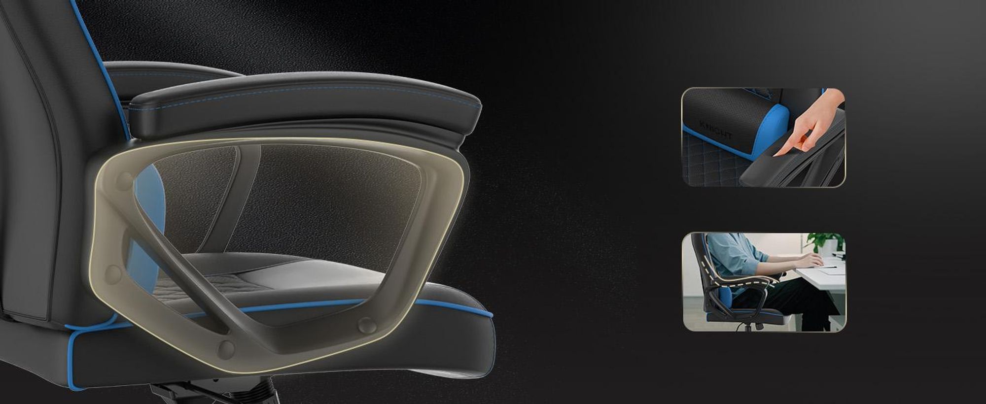 SENSE7 Knight Gaming židle černá – ergonomická kancelářská židle, židle k psacímu stolu, herní křeslo, otočná židle, herní židle, židle pro hráče PC, židle pro hráče 120 kg, židle pro hráče