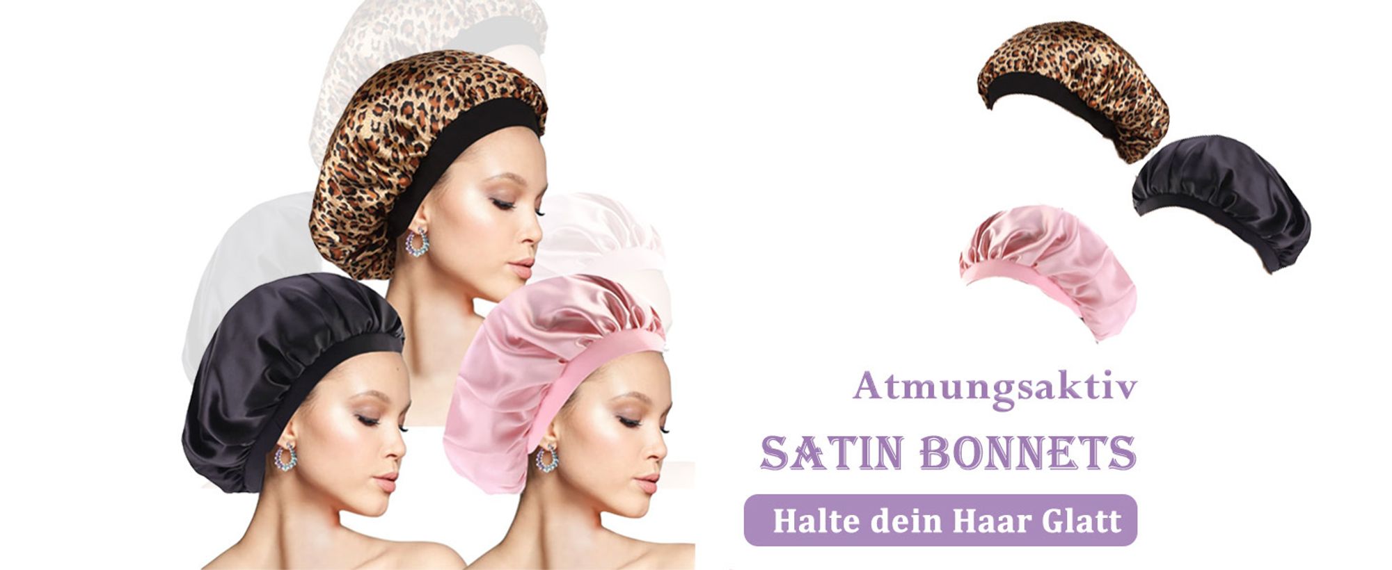 3 Stück Seidenhaube zum Schlafen, Schlafhaube Seide Verstellbare Satin Haarhaube Atmungsaktive Haarhaube für die Nacht Weiche Silk Bonnet Schlafmütze für Damen und Mädchen