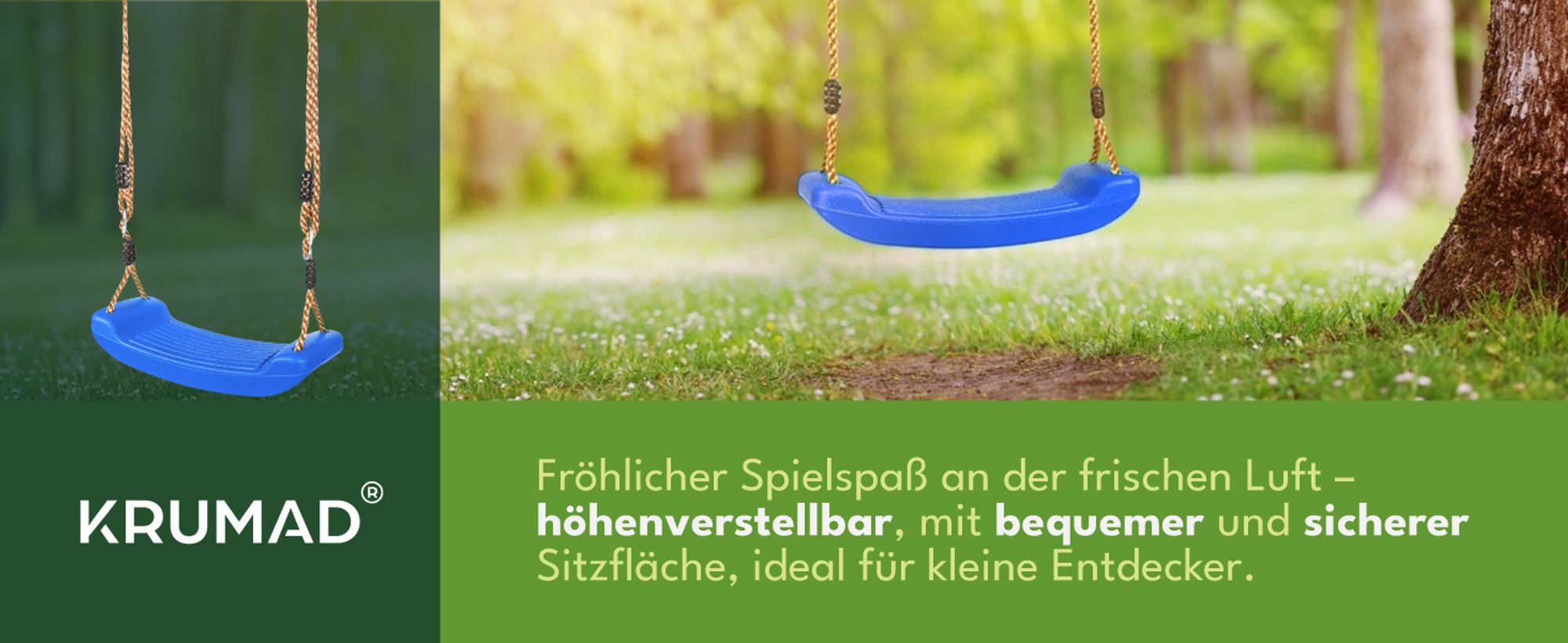 KRUMAD Kinderschaukel Outdoor Indoor, Babyschaukel, Schaukel, Tragkraft bis 35 kg, Höhenverstellbar, Babysitz für Kinderzimmer, Blau