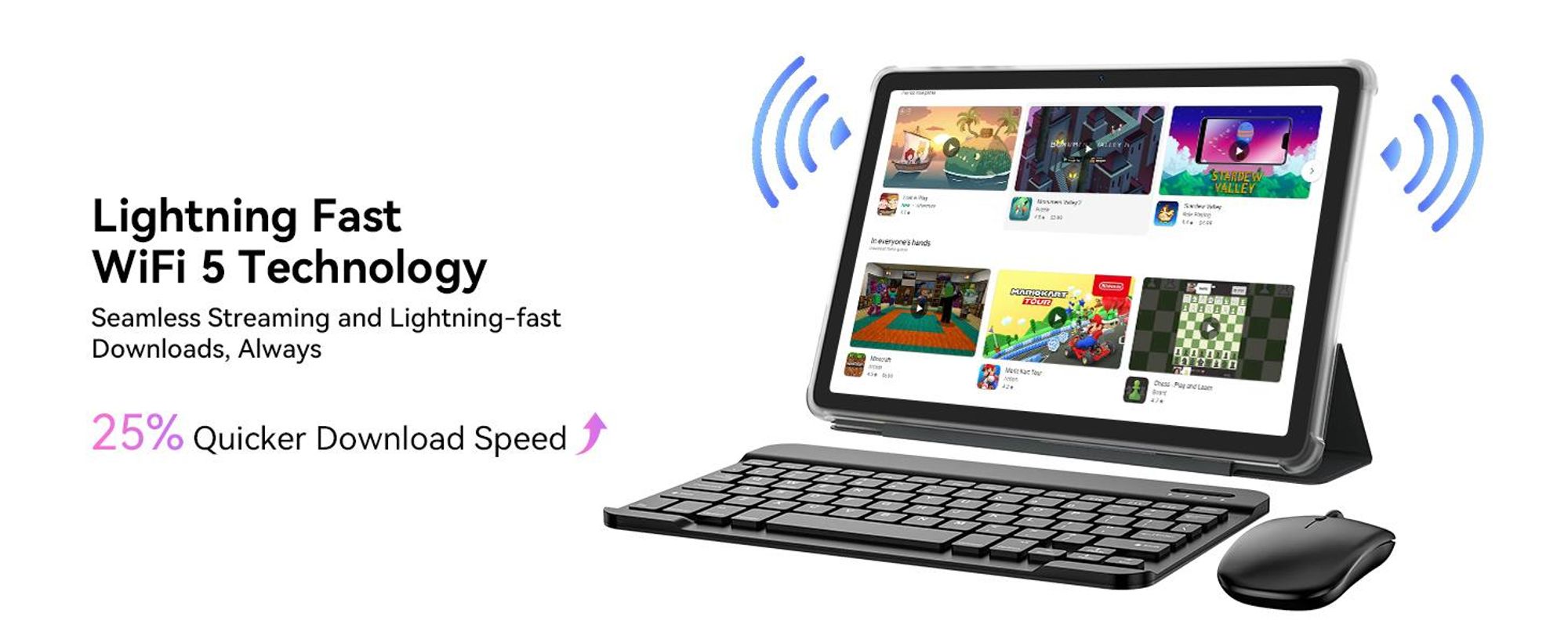 TABWEE T20 10.1'' Android 15 Set Tablet, 24GB (8+16GB z