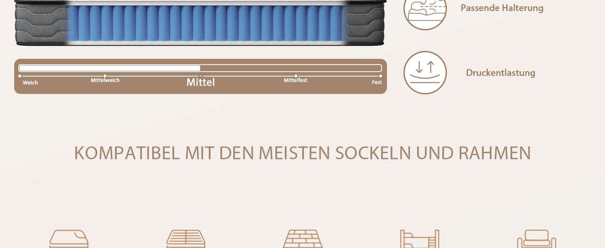 DEWINNER Matratze, 90 x 190 cm, Taschenfederkernmatratze und Memory-Schaum, ergonomisch, atmungsaktiv, ultraweicher Komfort, Dicke 30 cm
