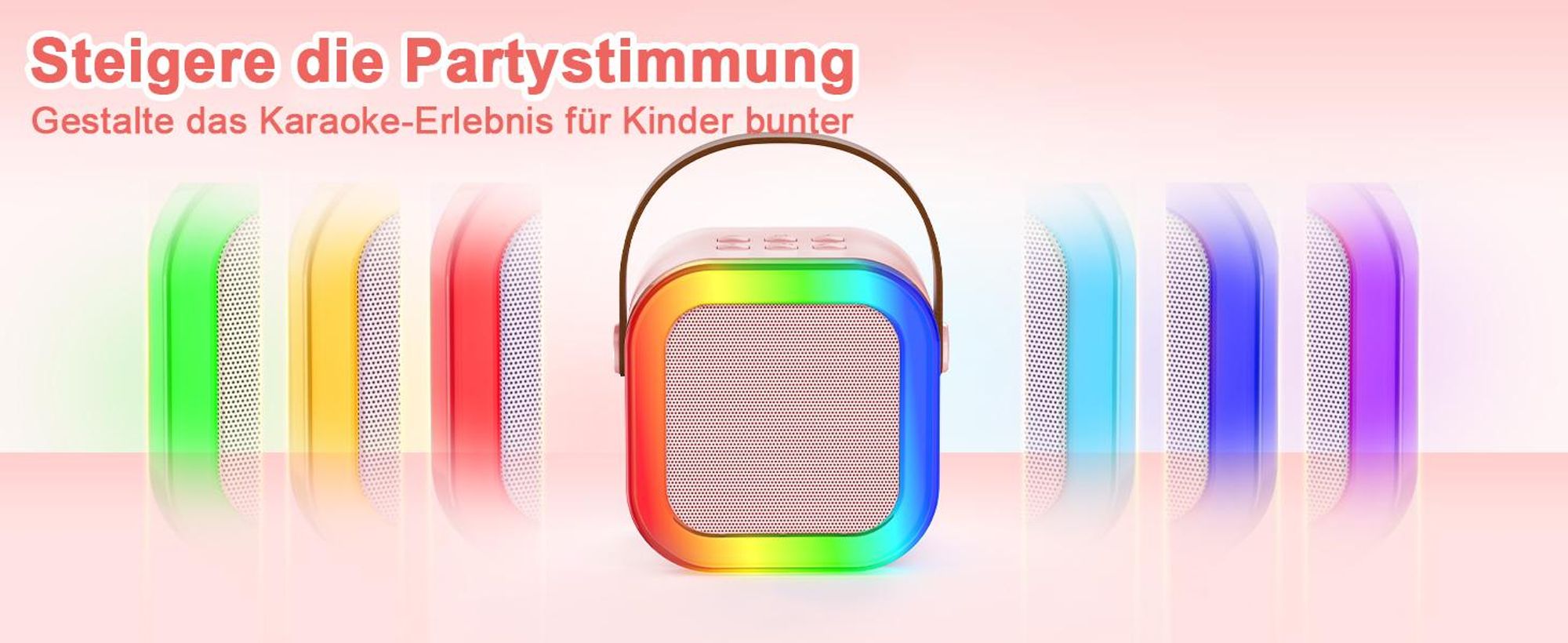Karaoke Maschine, Computer-Mikrofone, Mikrofon, Mini-Karaoke-Maschine, Tragbarer Bluetooth-Lautsprecher mit Stimmeffekten & LED-Lichtern