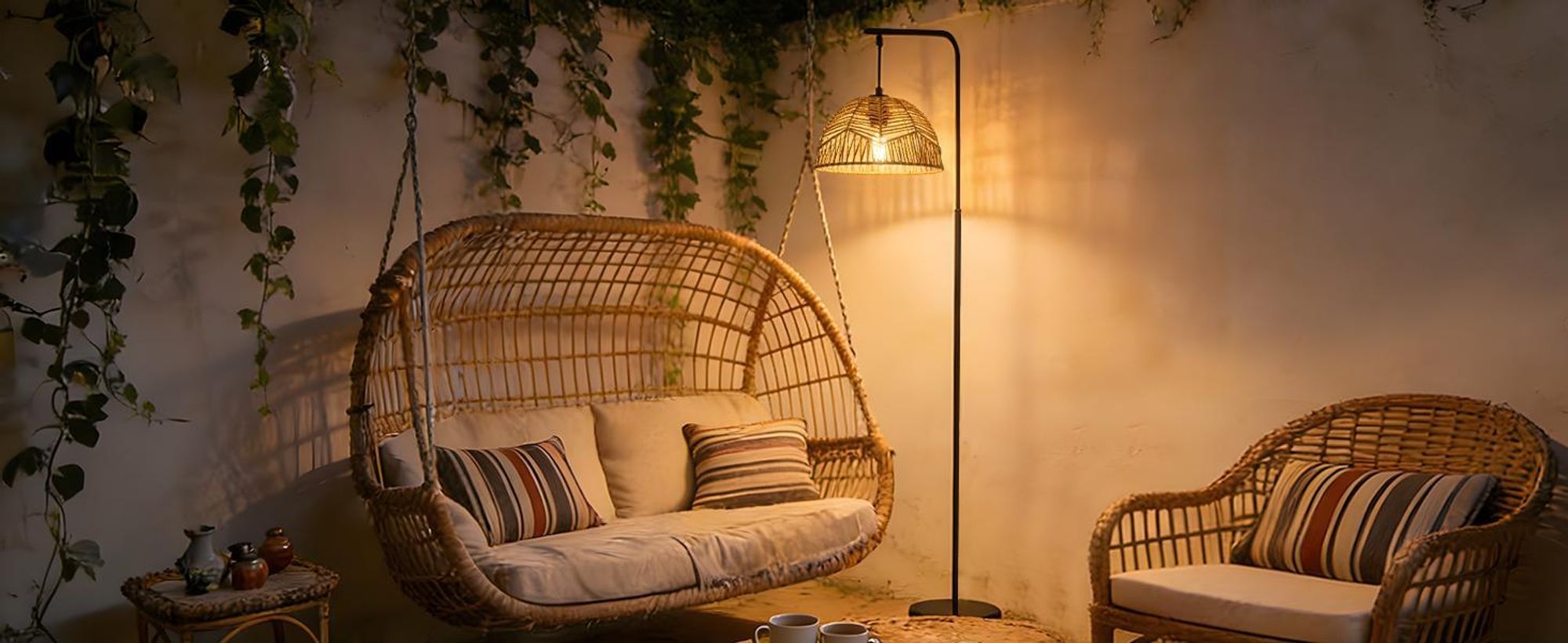 ZMH Stojací lampa Boho, stojací lampa do obývacího pokoje, lampa s provazovým stínidlem, černá, s nožním spínačem, E27, výška 164 cm, do ložnice a jídelny