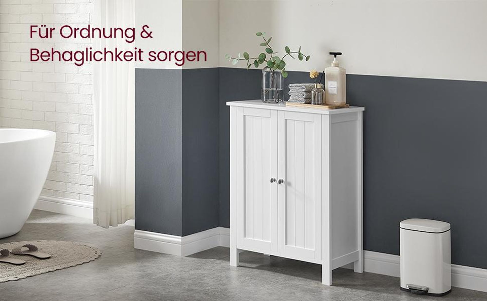 VASAGLE Badkommode Badezimmerschrank, 2 verstellbare Ebene, 30 x 60 x 80 cm