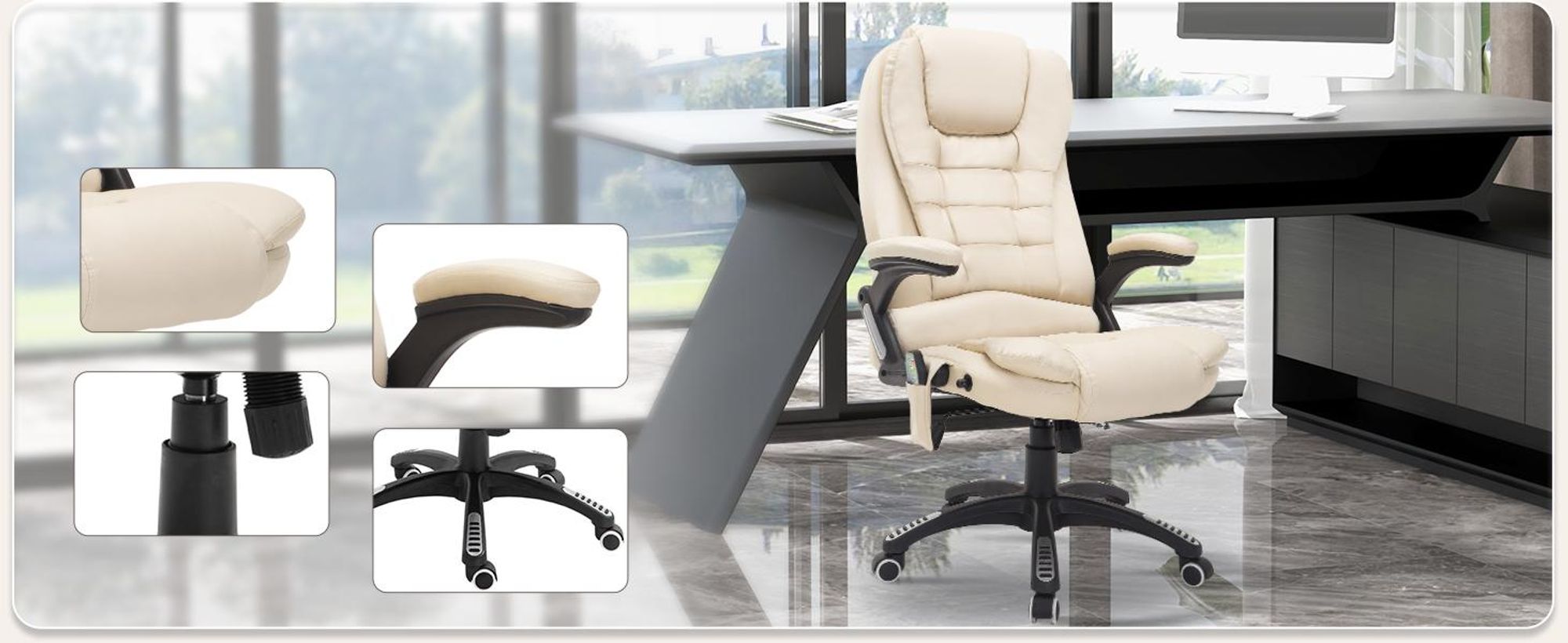 HOMCOM Massagesessel Bürosessel Chefsessel Sessel Drehstuhl mit Wärmefunktion