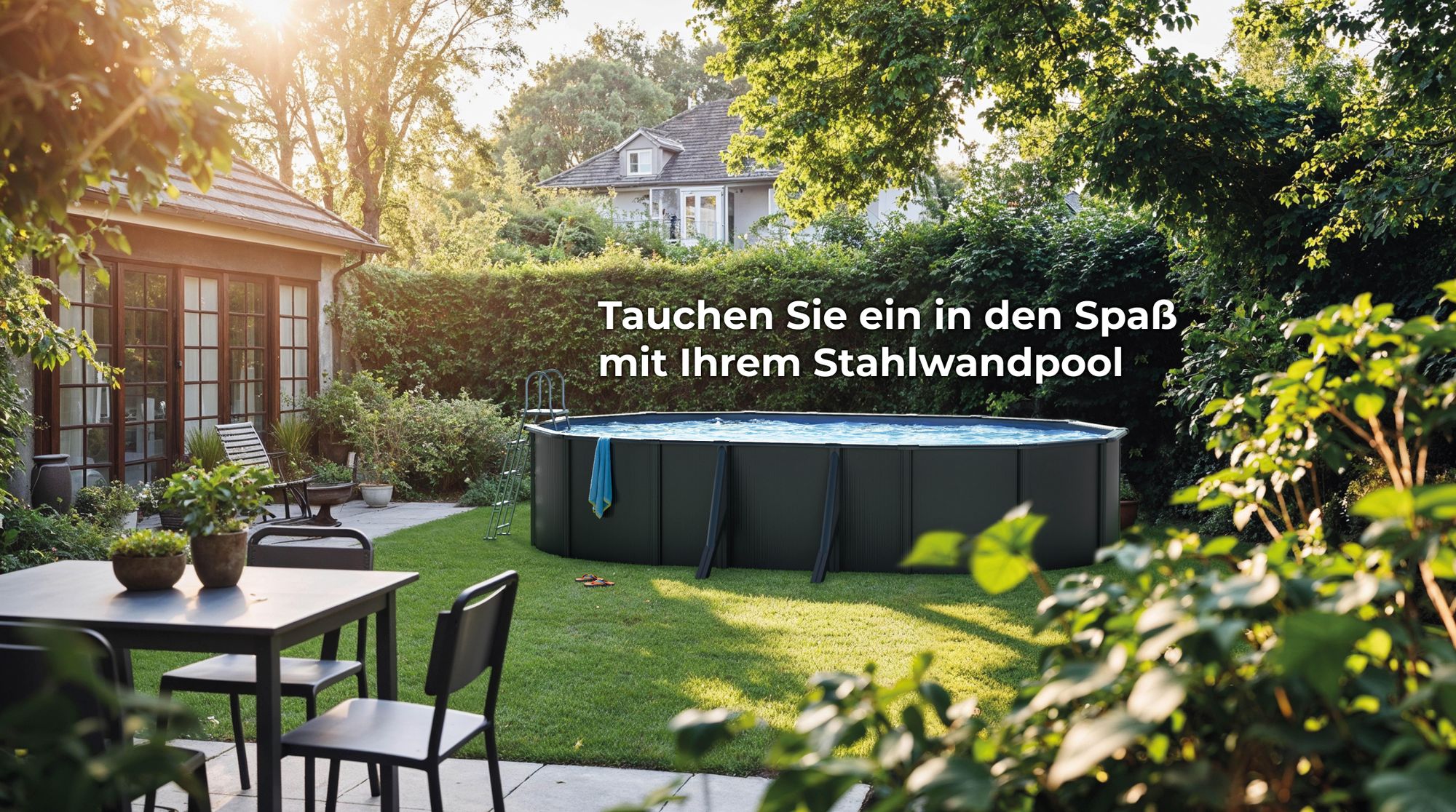 GRE Ovaler Stahlwandpool mit Anthrazitoptik KITPROV738GY – 730 x 375 x 132 cm, Komplettset + GRATIS Elektrischer Poolreiniger VCB50