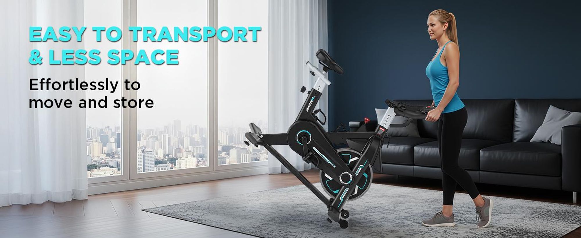 WENOKER Heimtrainer Fahrrad mit App, Leises Hometrainer Fahrrad Mit Gebogenem Griff, Bequem Ergometer Heimtrainer mit LCD-Display, Tablet-Halterung