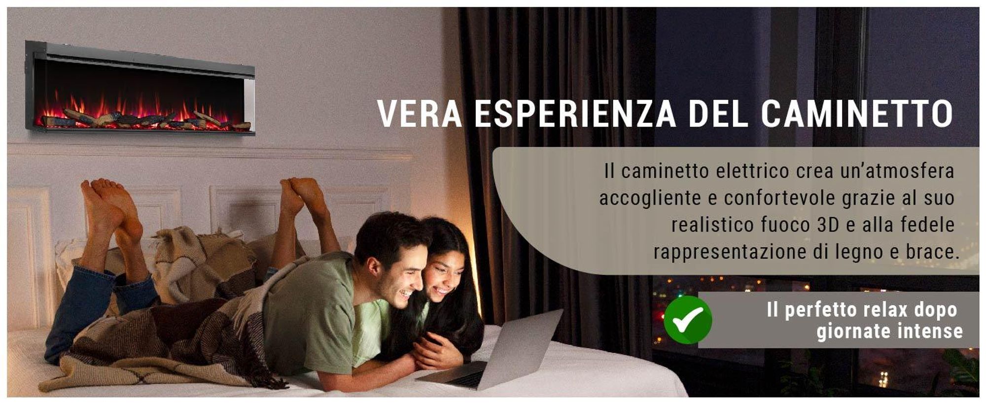 Camino elettrico BALDERIA Athena smart 72 - Camino da incasso - Nero