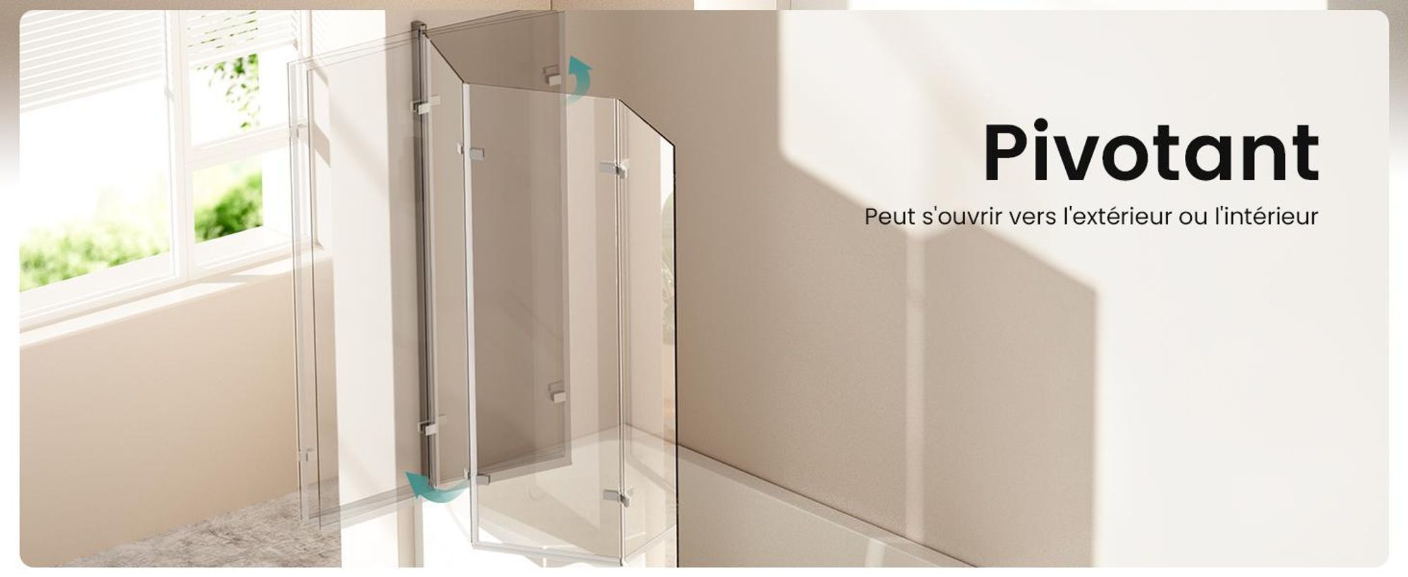 EMKE Parois de douche 130x140cm, paroi de douche pliante en 3 parties pour baignoire avec revêtement NANO Easy-Clean, paroi pliante, verre de sécurité de 6 mm