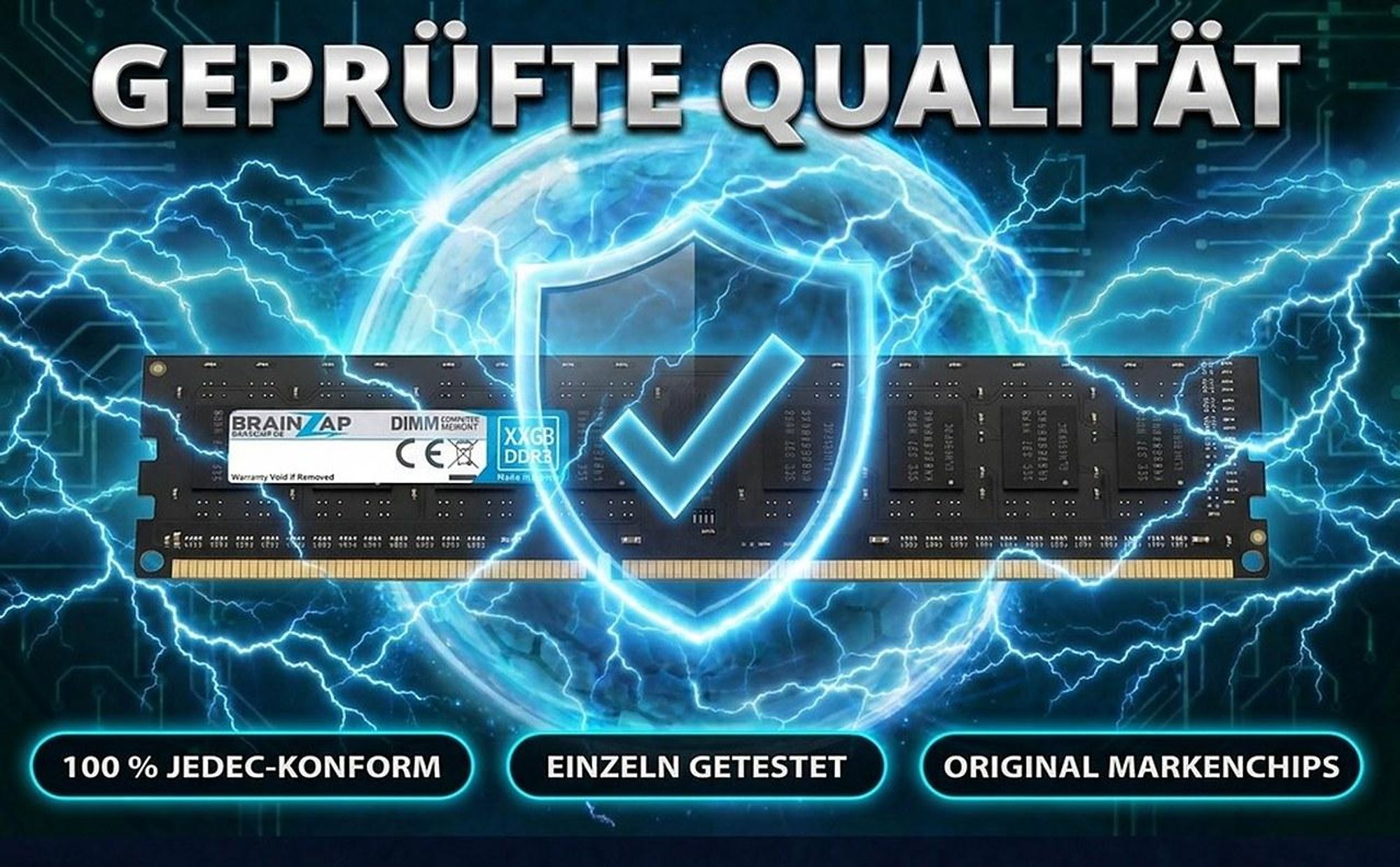 BRAINZAP 4GB DDR3 RAM DIMM PC3-10600U 2Rx8 1333 MHz 1.5V CL9 Computer PC Arbeitsspeicher