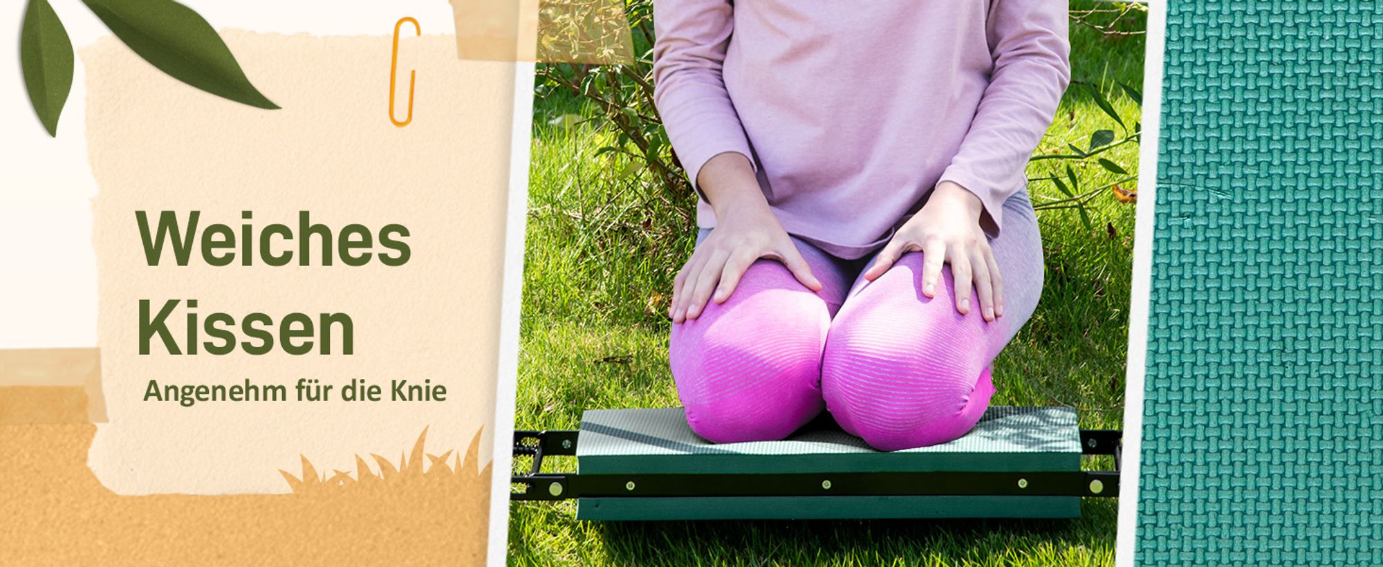 Outsunny Kniebank Gartenhocker 2-in-1 Kniehilfe Klappbar Werkzeugtasche EVA