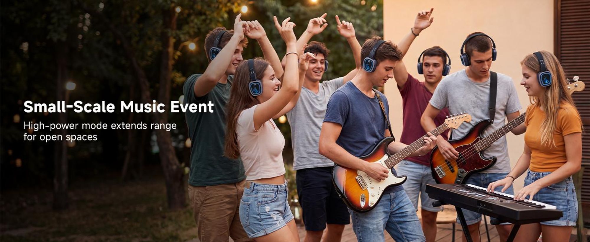 Systém slúchadiel Retekess TA003P-TA004S Silent Disco, bezdrôtový, Hi-Fi kvalita zvuku, 3-kanálové LED, 12 hodín výdrže, stabilné uchytenie, zvýraznenie basov, pre fitness, jógu a párty