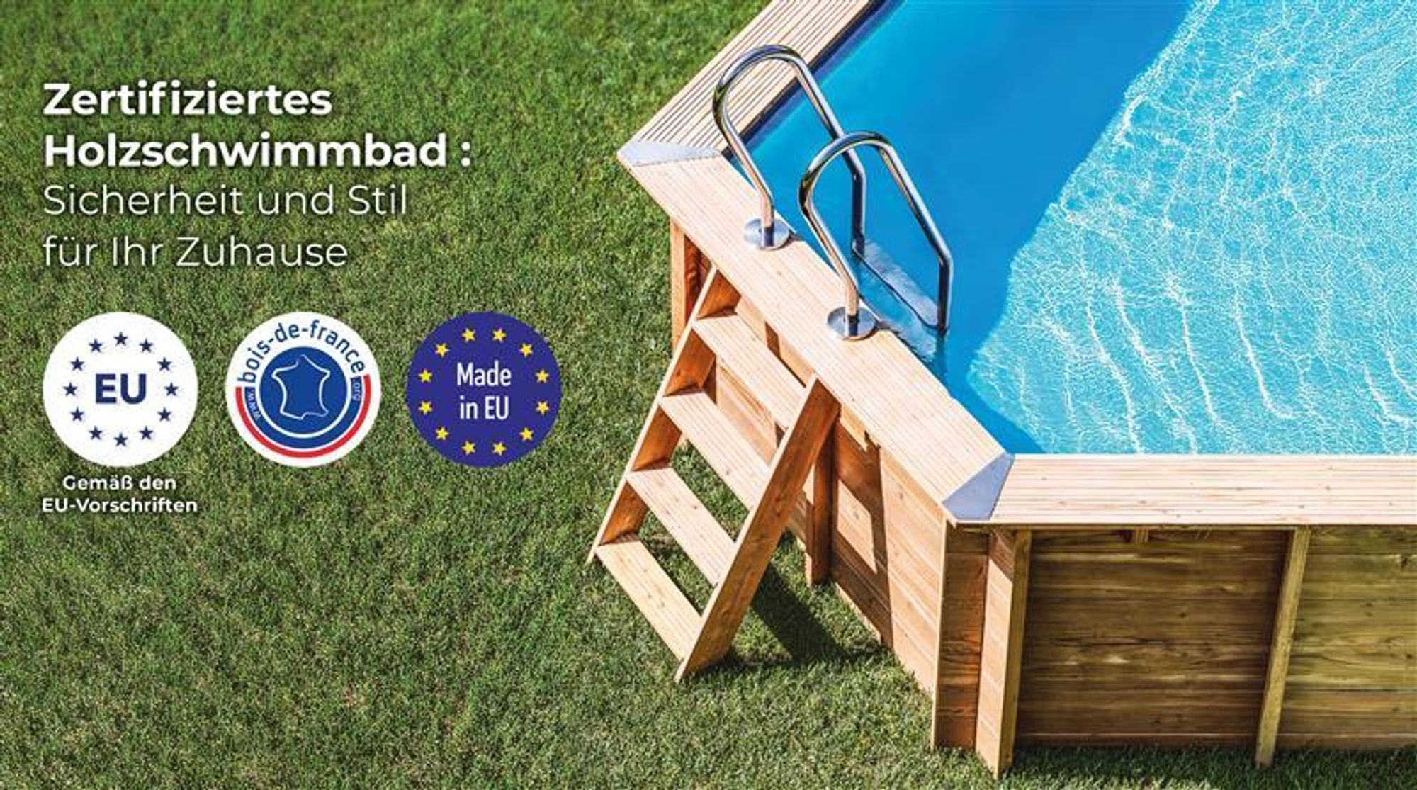 GRE Holzbecken oval Modell Macadamia 632 x 335 x 130 cm, Komplettset + GRATIS Sommer- und Winterabdeckung
