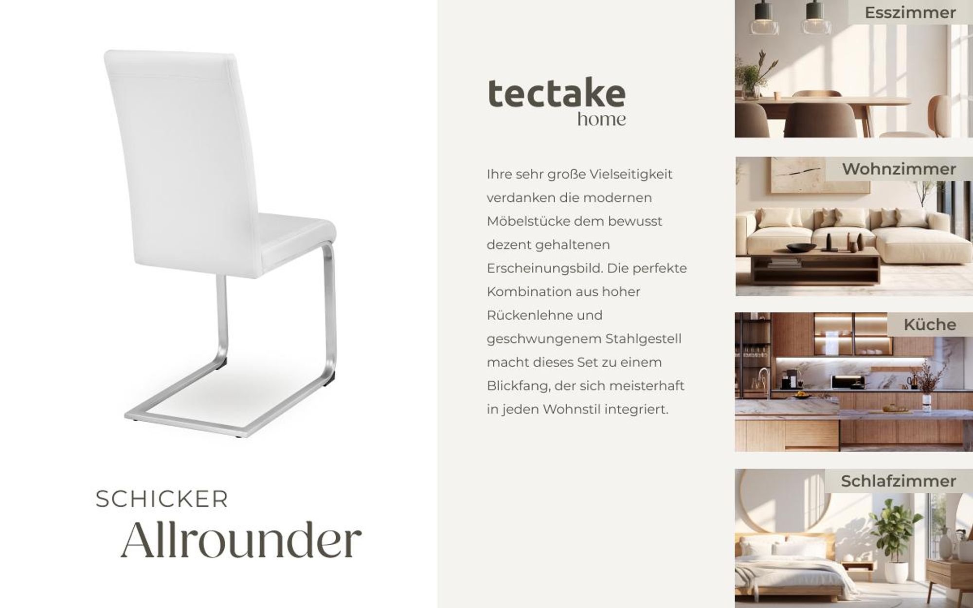tectake® Set Schwingstuhl Bettina gepolstert mit Kunstlederbezug 41 x 52 x 99 cm
