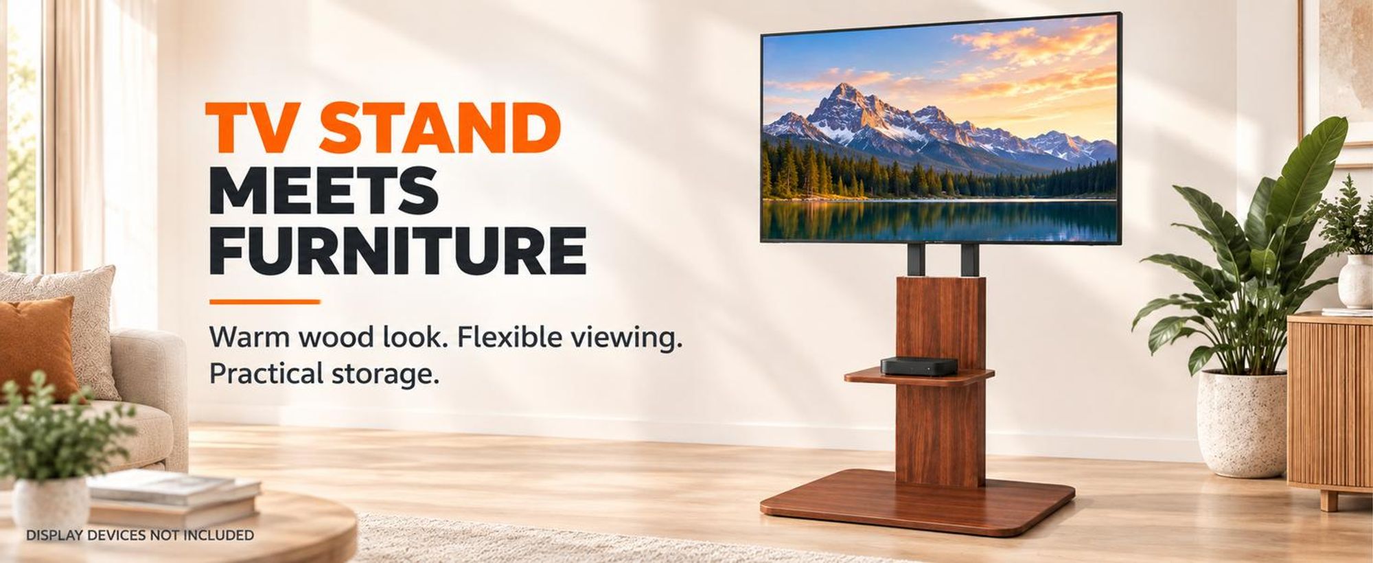 WISFOR TV-Ständer Holzoptik 32-65 Zoll höhenverstellbar 2 Ablagen VESA 600x400