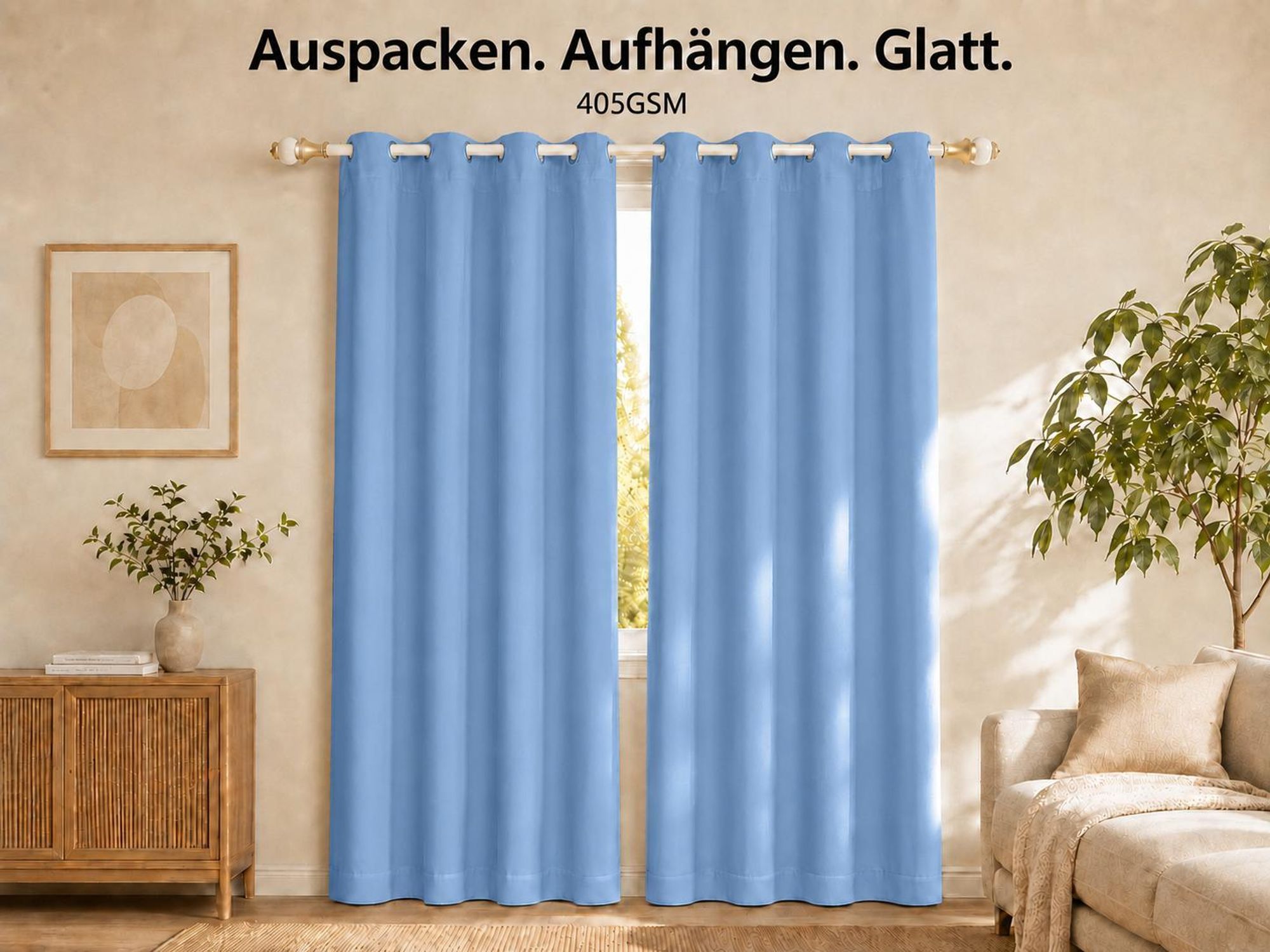 1x 100% Verdunkelung Thermo Vorhänge Blau Blickdicht Verdunkelungsvorhang mit Ösen Einfarbige, 132*160cm