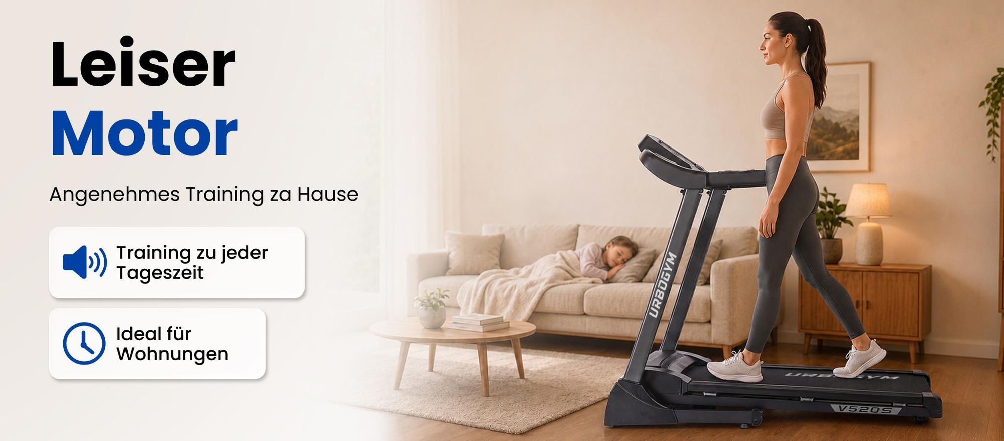 URBOGYM V520S Elektrisches Laufband, 15 km/h, 15-stufige Auto-Steigung, 12 Programme, klappbar, Bluetooth, bis 130 kg