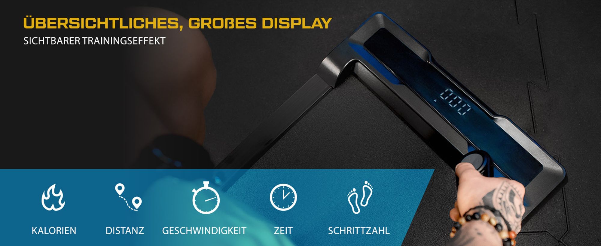 TREX SPORT Laufband für Zuhause elektrisch TX-300WP AERO | Home-Office Walking Pad LED-Anzeige mit Bluetooth, Fernbedienung, bis 6 km/h, leiser Motor