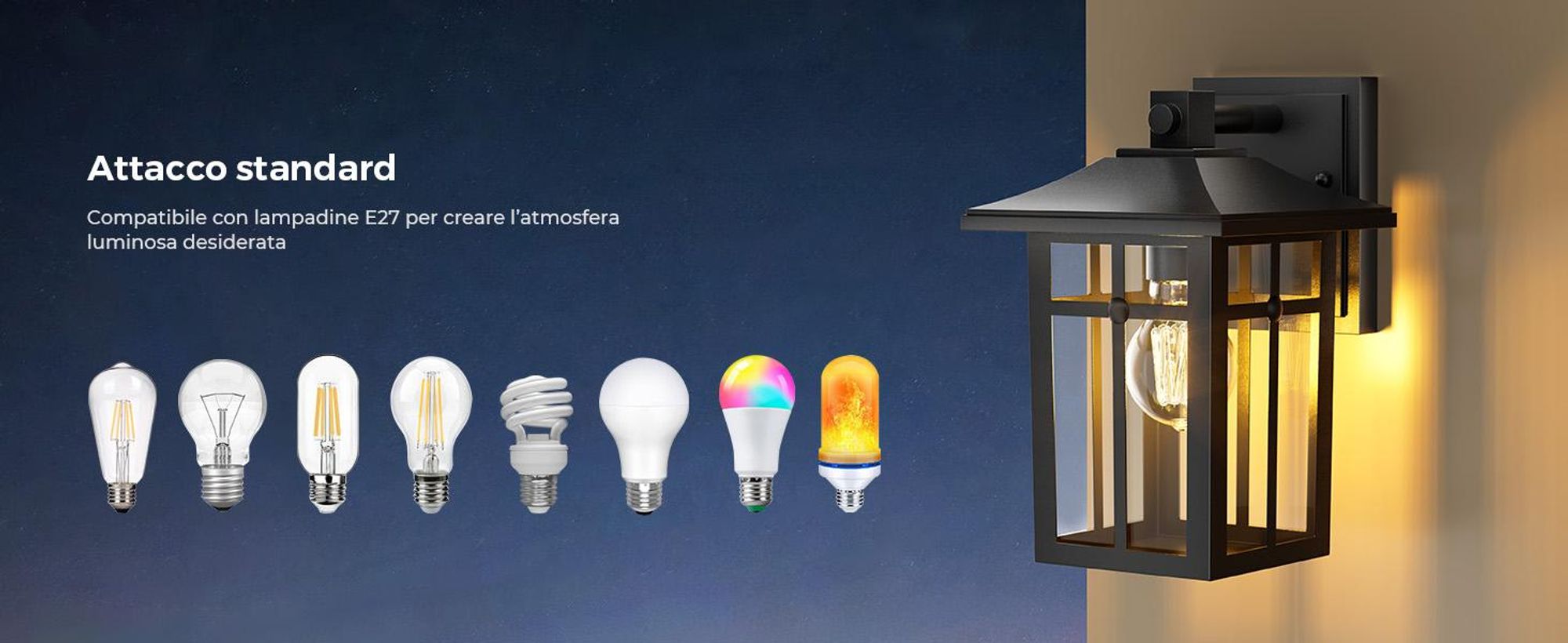 S'AFIELINA lampada da parete per esterno, lampada da parete per terrazzo, luci da parete per casa, attacco E27, lampada da parete nera, 1 pezzo