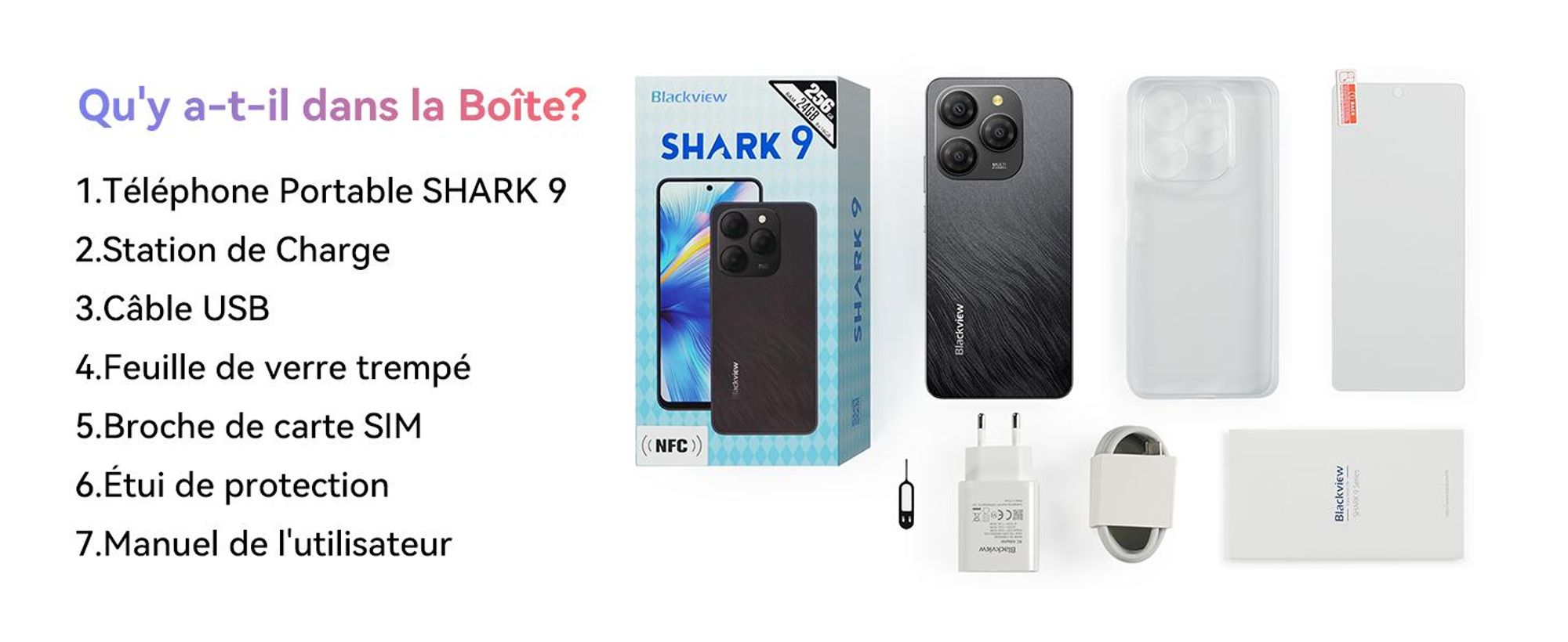 Blackview Shark 9 mobile 5G 24GB(8+16GB)+256GB/2TBTF,Octa Core,Super PD 50MP AI album photo, Smartphone sans contrat, 6.67", 5000mAh, Dual SIM, 4K Video