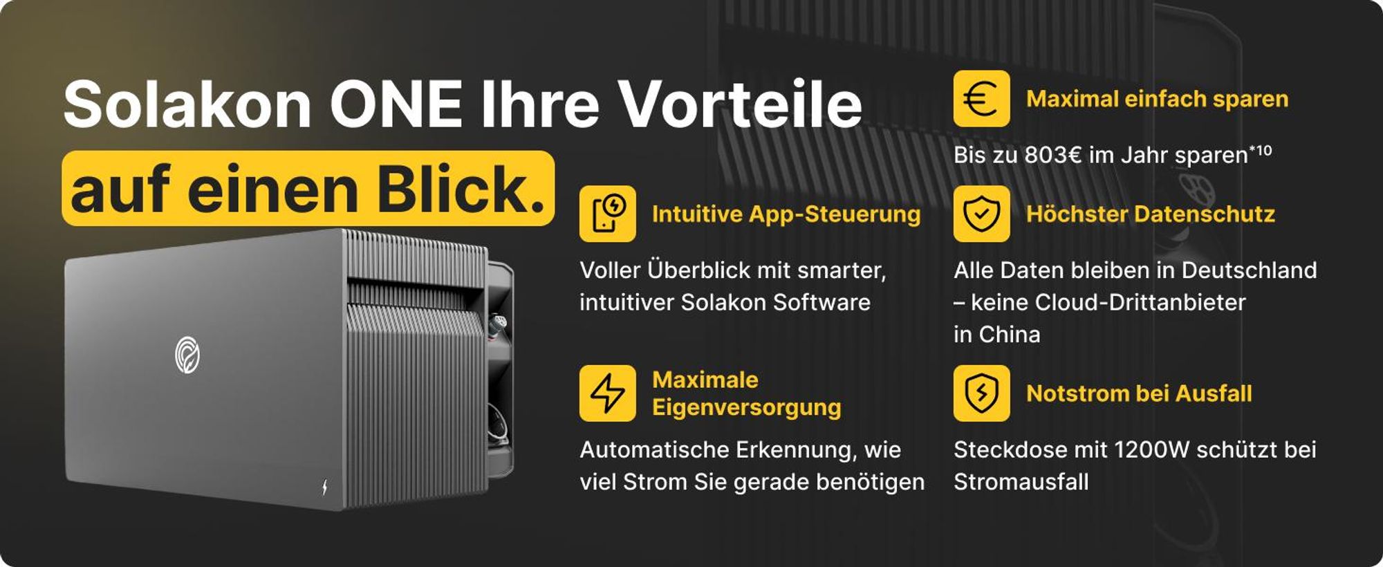Solakon ONE Erweiterungsspeicher mit 2,11 kWh Kapazität für Balkonkraftwerk, modulare Erweiterbarkeit auf bis zu insgesamt 6 Einheiten (12,66 kWh)