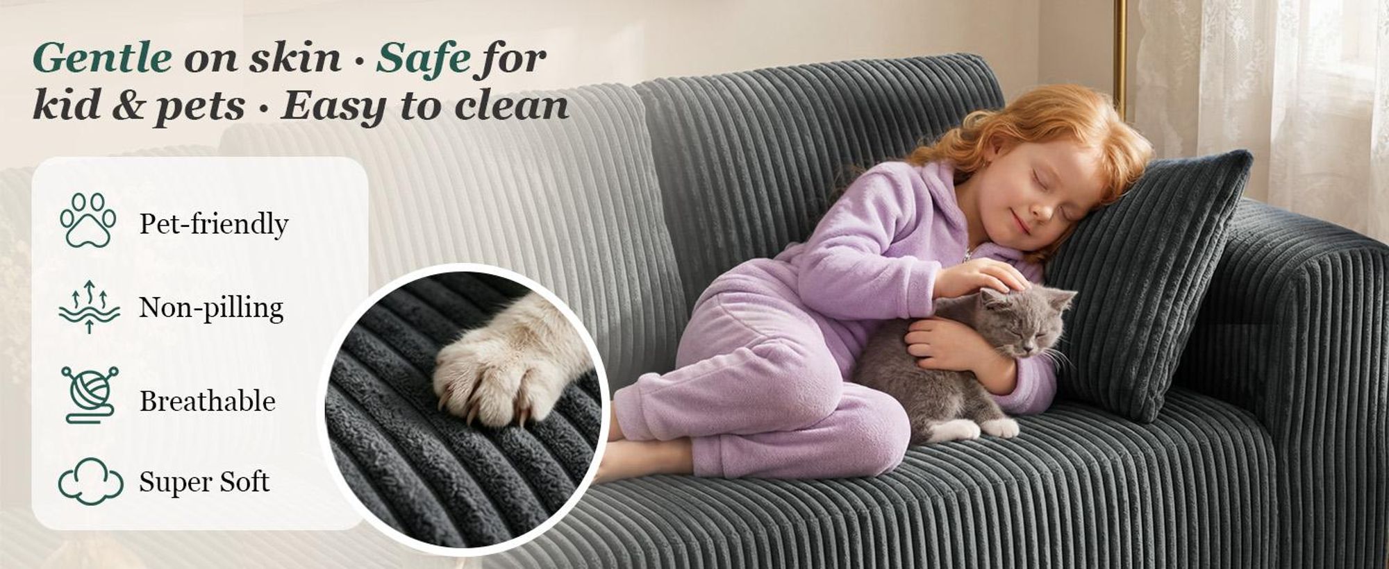 Divano angolare con funzione letto, divano modulare in velluto senza braccioli, divano con chaise longue, divano a forma di L con funzione letto, divani componibili con cuscini e tasche laterali, lunghezza 243 cm