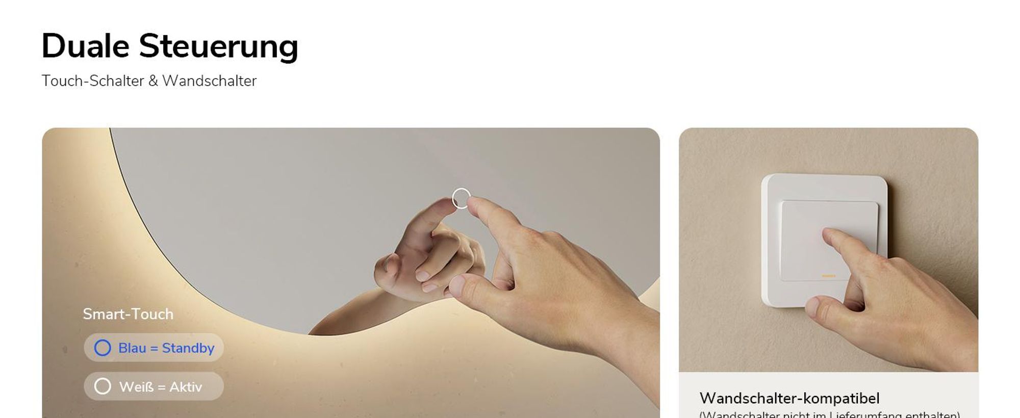 EMKE LED Badspiegel 60 x 50 cm - Beschlagfrei - 3 Lichtfarben Dimmbar - Touch Schalter - Organische Form Badezimmerspiegel mit Beleuchtung