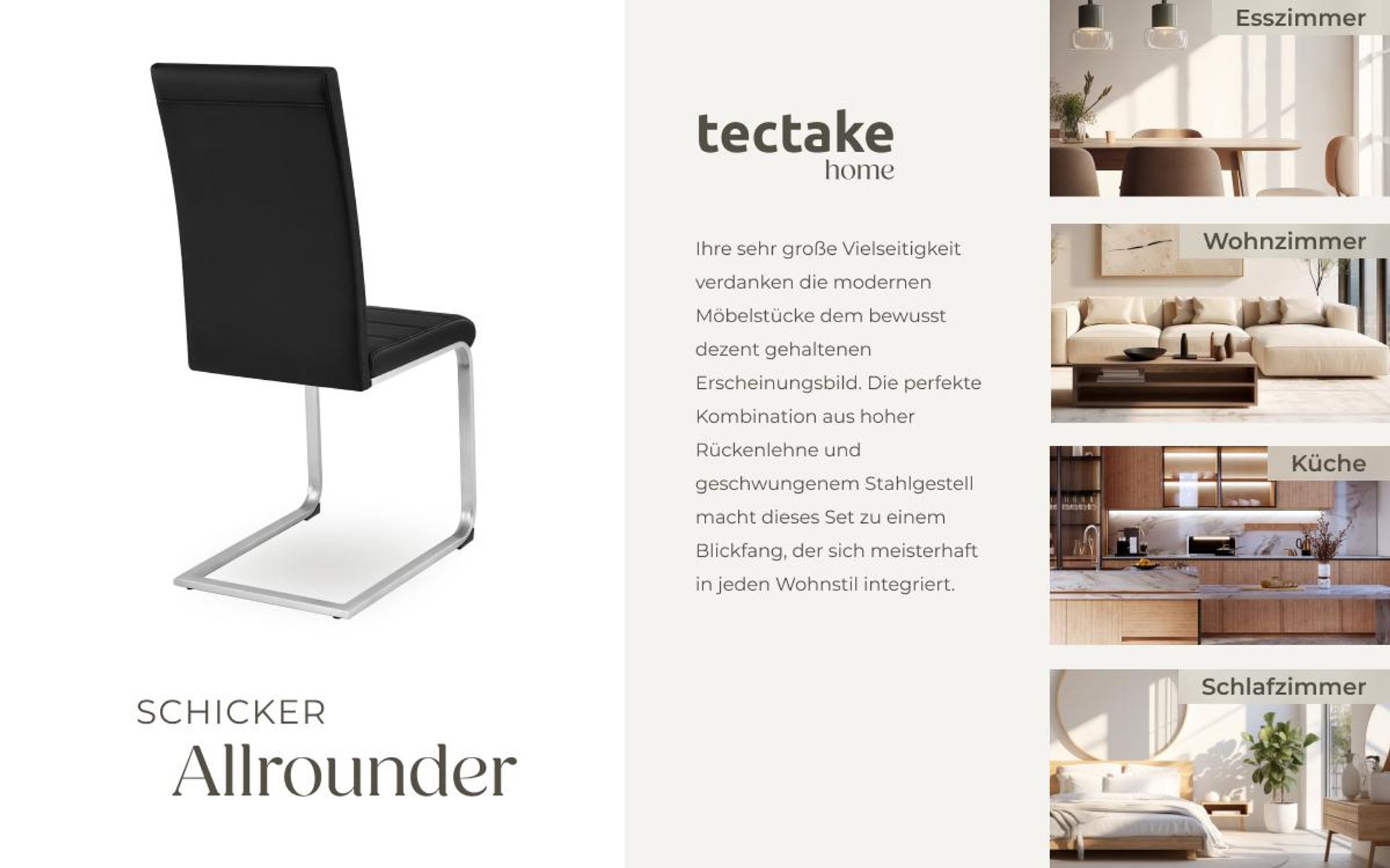 tectake® Set Schwingstuhl Bettina gepolstert mit Kunstlederbezug 41 x 52 x 99 cm