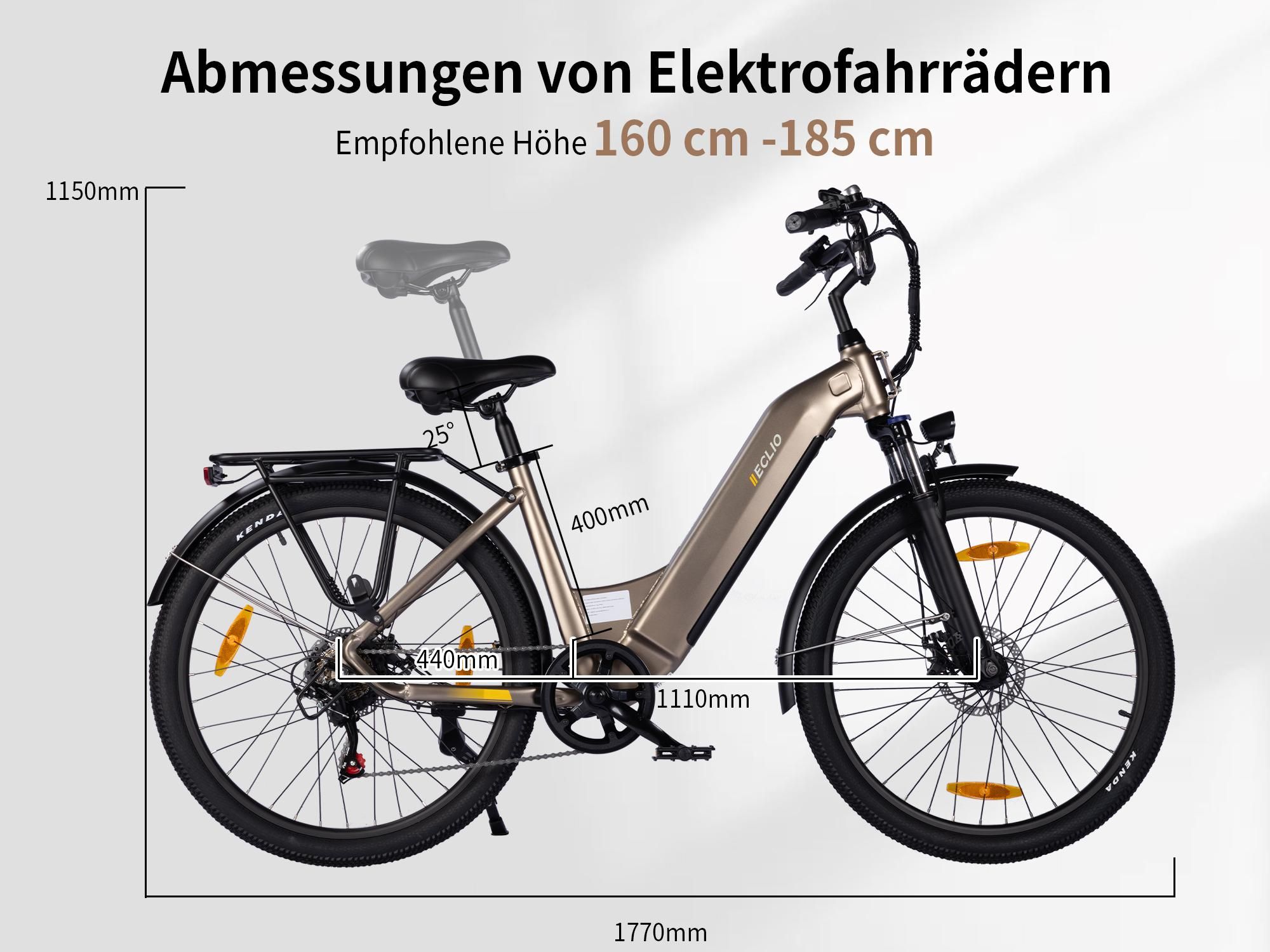Otium3 E-Bike Elektrofahrrad 26 Zoll Citybike Tiefeinsteiger Damen Herren, 36V 18,2Ah Akku, 120 km, 250W, 25 km/h, Shimano 7-Gang, Scheibenbremsen