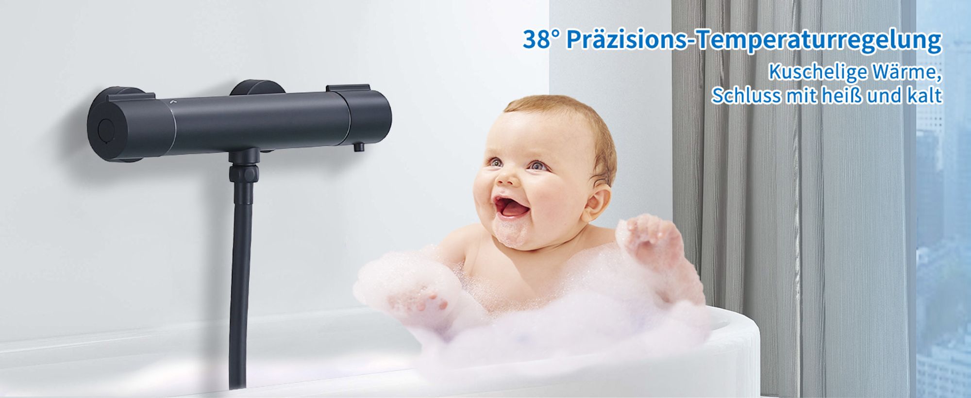 Duscharmatur mit Thermostat,Schwarz Mischbatterie Dusche mit 38°C Sicherheitstaste,Duschthermostat Armatur Edelstahl,Duscharmaturen Brausethermostat