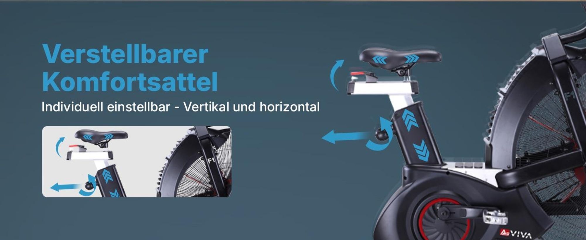 Air Bike AsVIVA F1 Heimtrainer mit Luftwiderstand HIIT Fitnessgerät bis 150kg für Zuhause