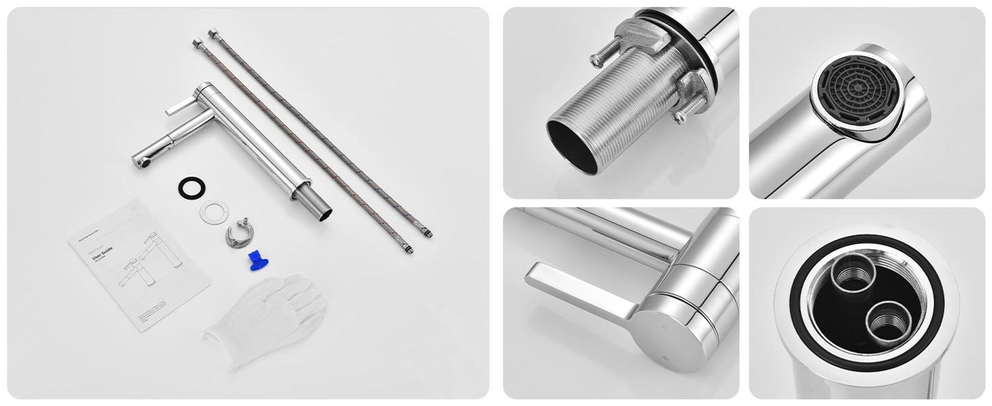 Homelody 2*Wasserhahn Bad hoch 360° drehbar Waschtischarmatur Mischbatterie Badarmatur für Bad, Waschbecken Armatur Chrom
