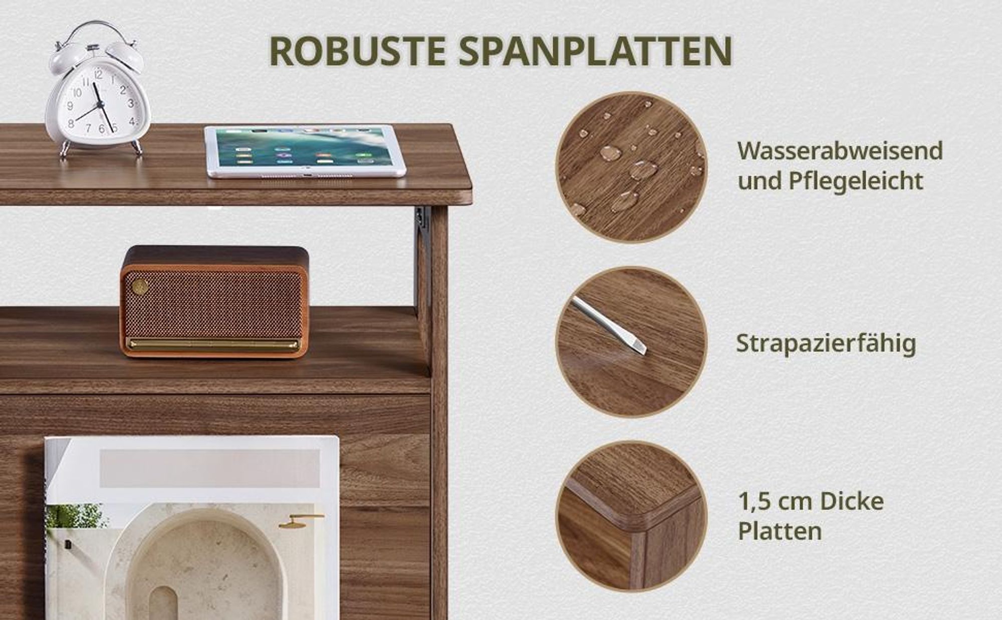 Yaheetech Beistelltisch mit Katzenbett & Kratzbrett, Nachttisch mit Katzenhaus, Katzenmöbel, Nussbaum Braun