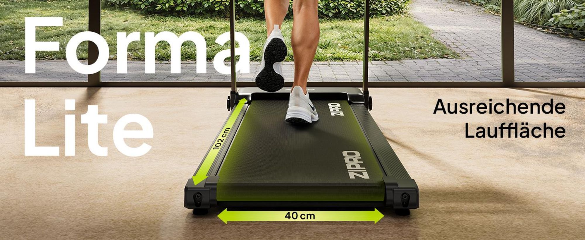 ZIPRO Forma Lite Laufband Elektrisch Klappbar – Ultra Flat Design, Bis 12 km/h & 120 kg Belastbarkeit - Bluetooth App-Kompatibel, Leises Walking Pad