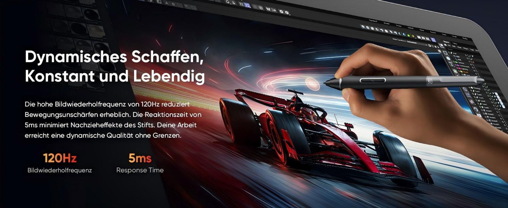 XPPen Artist Pro 27 (Gen 2) Grafikmonitor 26,9-Zoll 4K Grafiktablett mit 120Hz, Touchscreen & 99% Adobe RGB