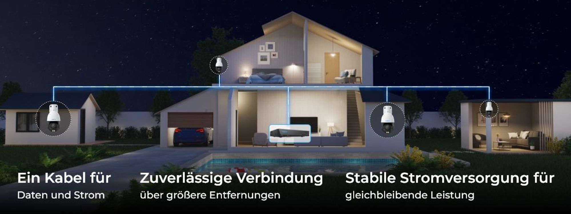 Reolink RLC-823S1, 4K 8MP PoE Überwachungskamera, 360° Abdeckung, 5X optischem Zoom, Auto-Tracking, Farbnachtsicht, Personen-/Fahrzeug-/Tiererkennung