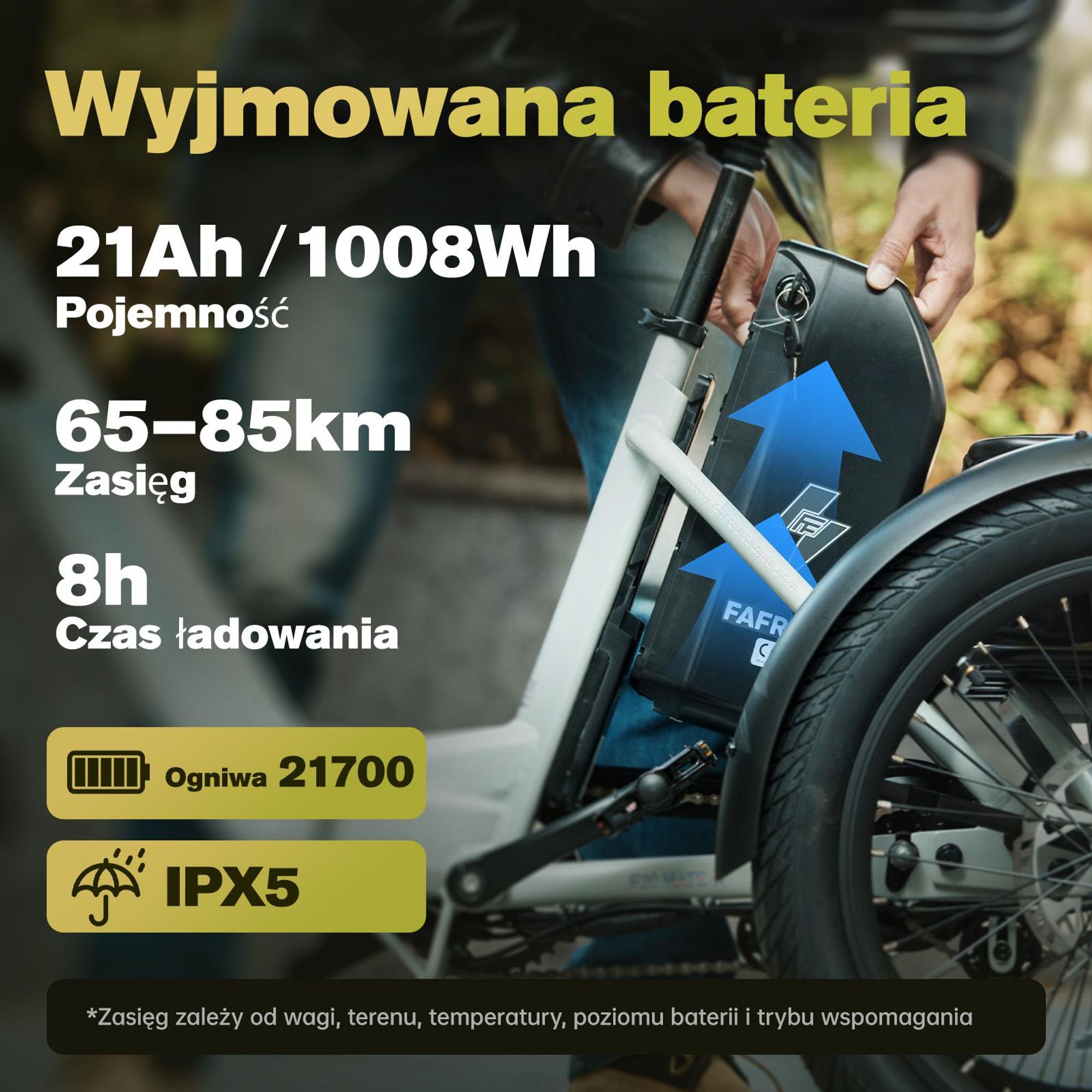 FAFREES F20 Mate II Rower elektryczny - Silnik 250W Akumulator 48V21AH 20 Calowe Opony Hydrauliczny hamulec tarczowy - Czarny Gunfire
