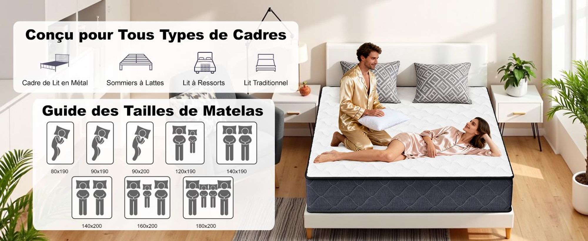 DEWINNER Matelas 90x190 | Epaisseur 22CM | Mousse à Mémoire de Forme | Haute Densité | Fermeté Moyenne | Matelas 1 Personne | Moelleux et Respirant
