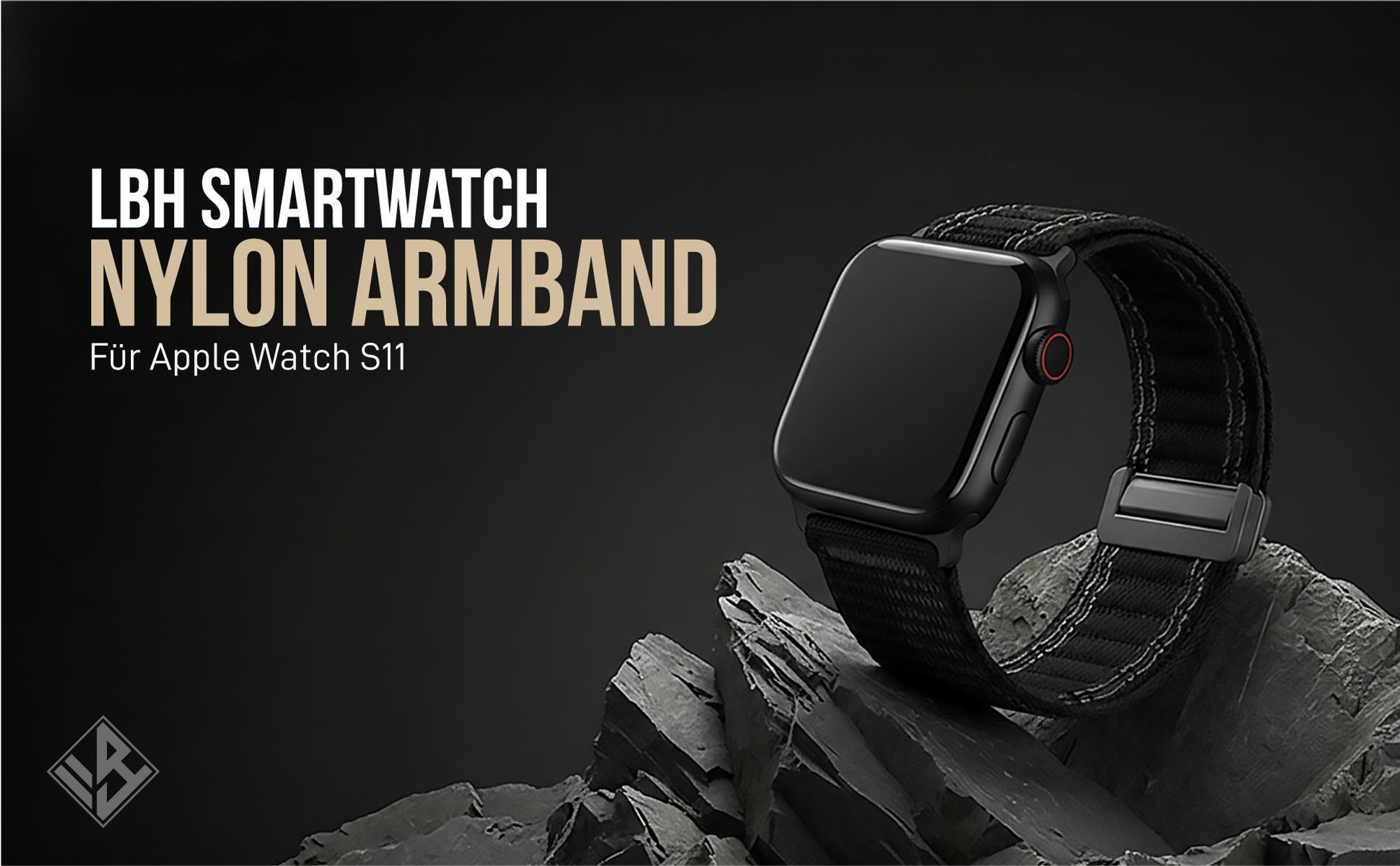 Schwarzes Armband für Apple Watch Series 11 46mm mit Magnetverschluss